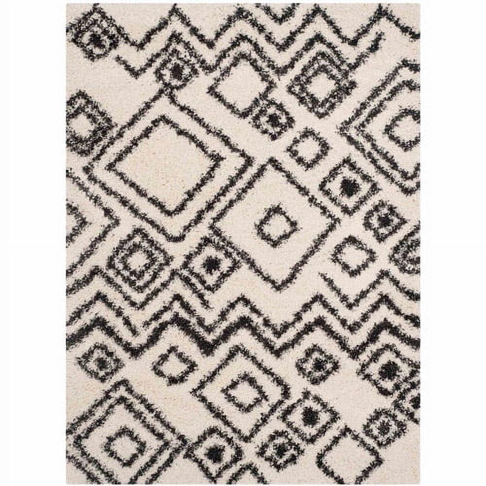 Sgb-Belize Shag SGB488 Power loomed Area Rug Ivory / Charcoal 5'-3" X 7'-6" - Safavieh.