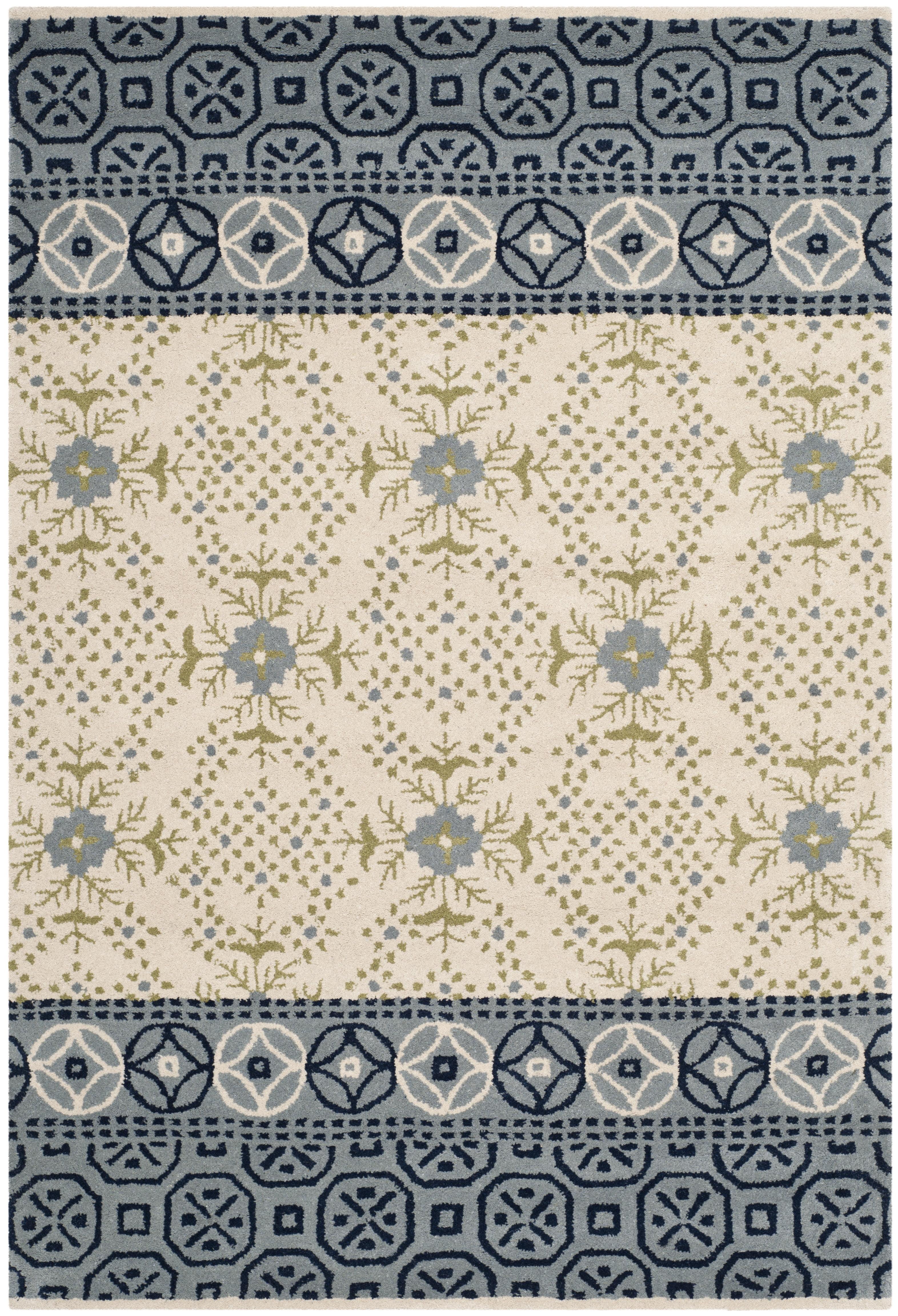 Bella BEL119 Hand Tufted Area Rug - Ivory/Blue - 4'x6' - Safavieh.
