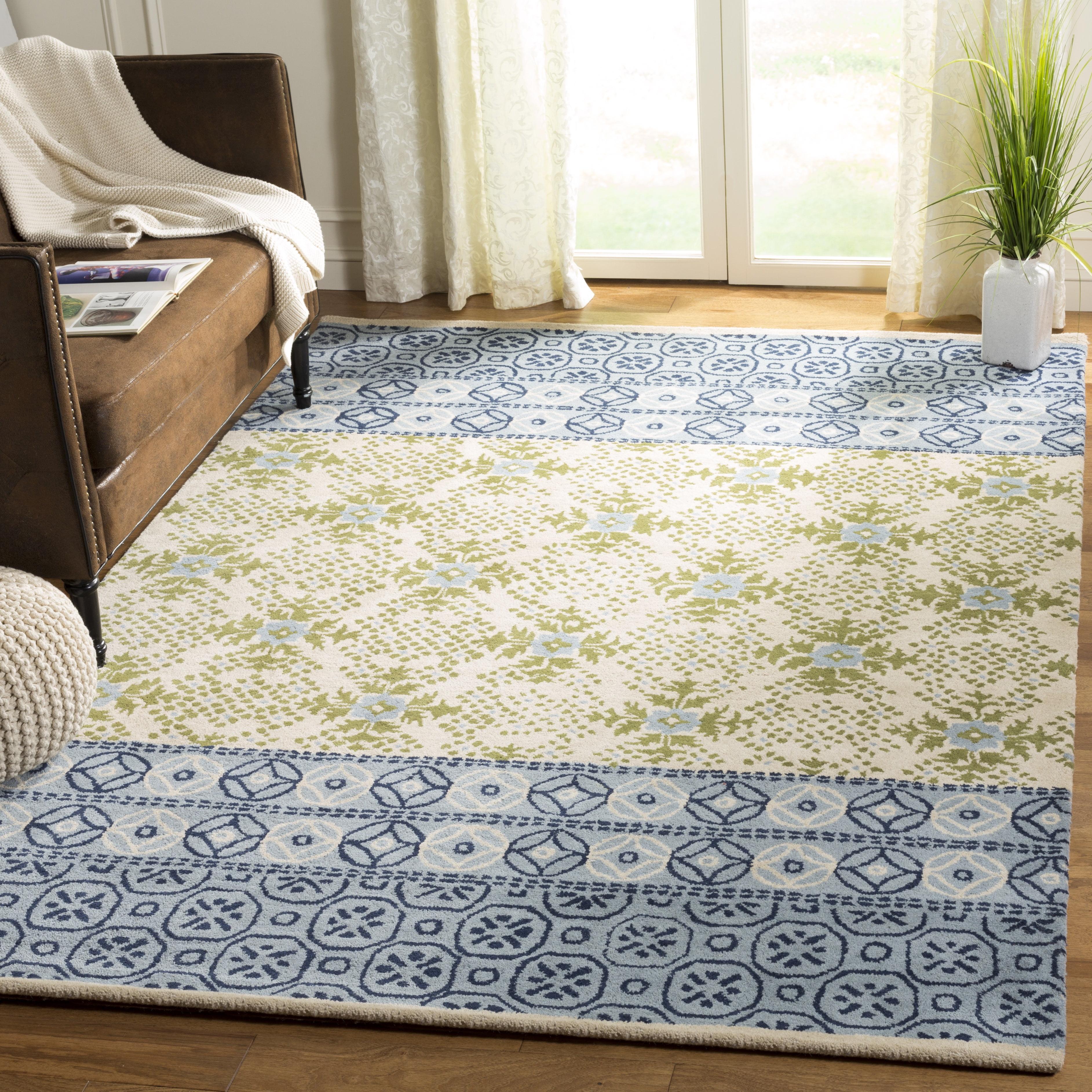 Hand-Tufted Artisan Blue Wool 5' Square Area Rug