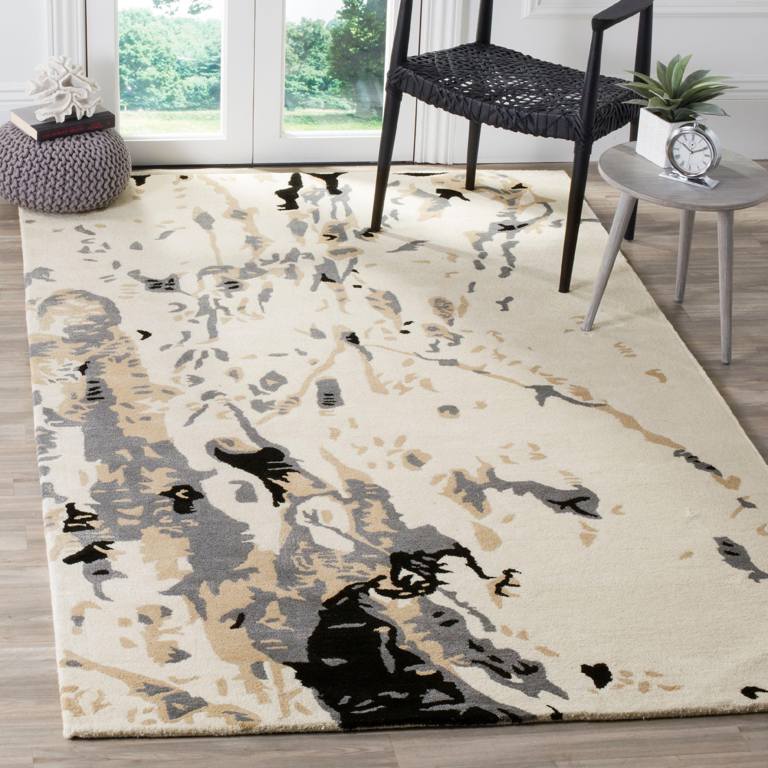 Bella BEL117 Hand Tufted Area Rug - Ivory/Grey - 5'x8' - Safavieh.