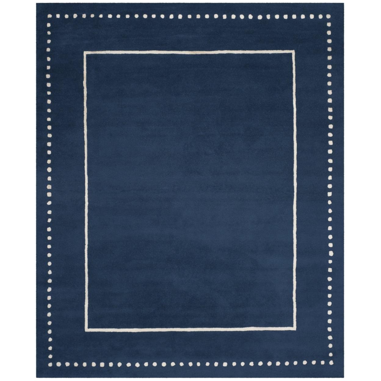 Bella BEL151 Hand Tufted Area Rug - Navy Blue/Ivory - 7'x7' - Safavieh..
