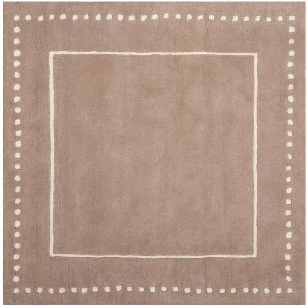 Hand-Tufted Beige & Ivory Wool 5' Square Area Rug