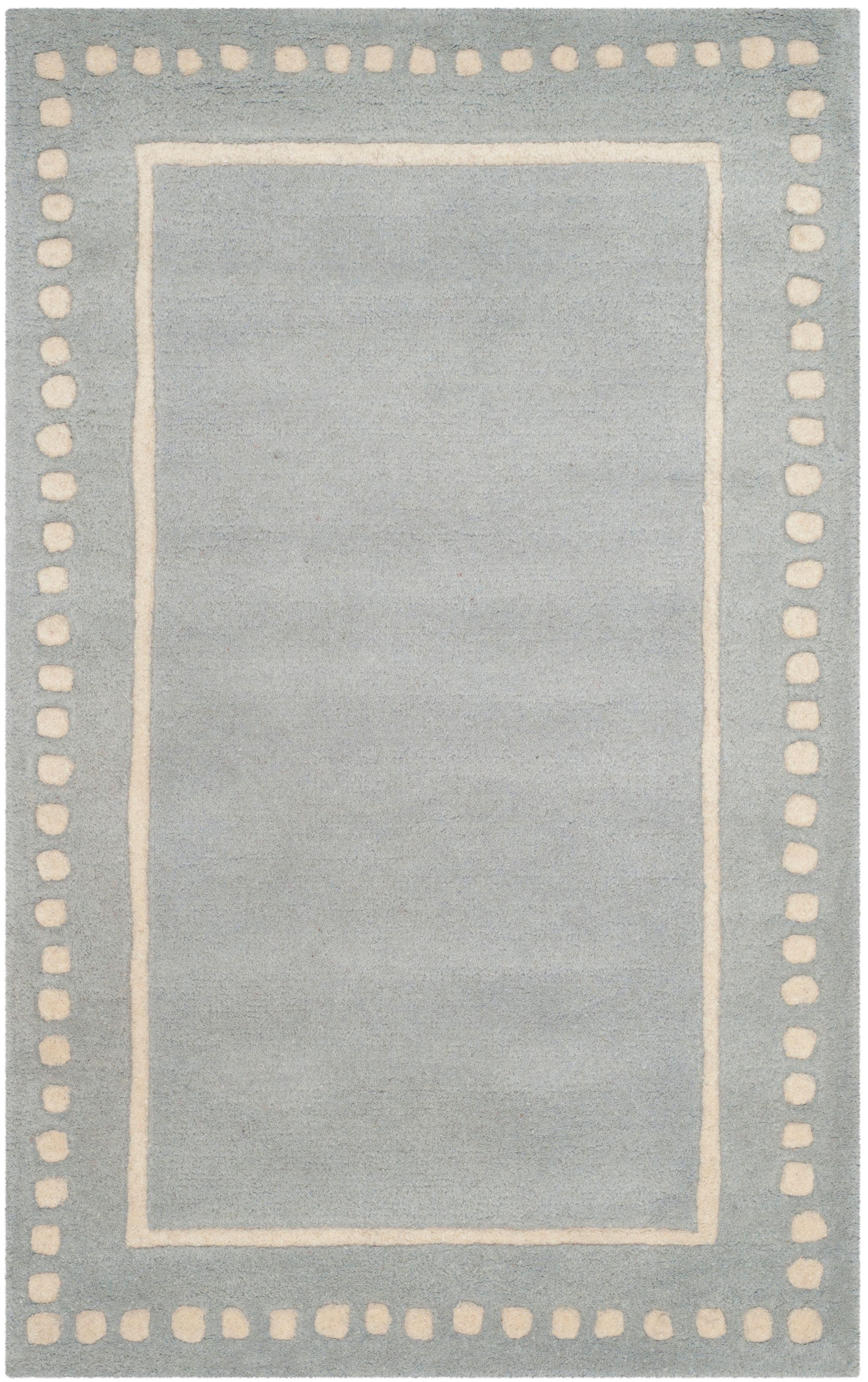 SAFAVIEH Bella Danita Plain Dotted Bordered Wool Area Rug, Light Blue/Ivory, 2' x 3'