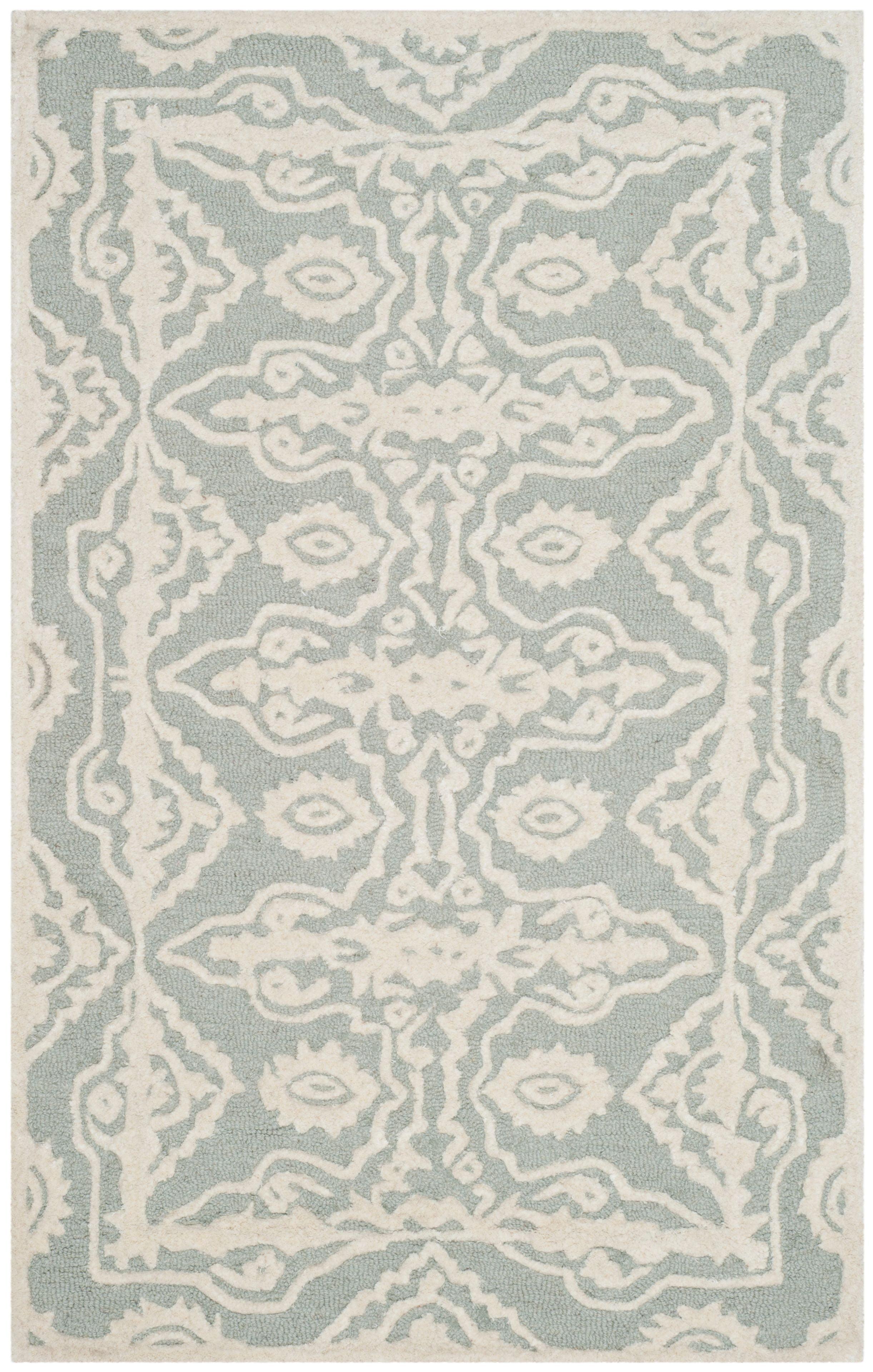 Elegant Hand-Tufted Wool Rectangular Area Rug in Grey