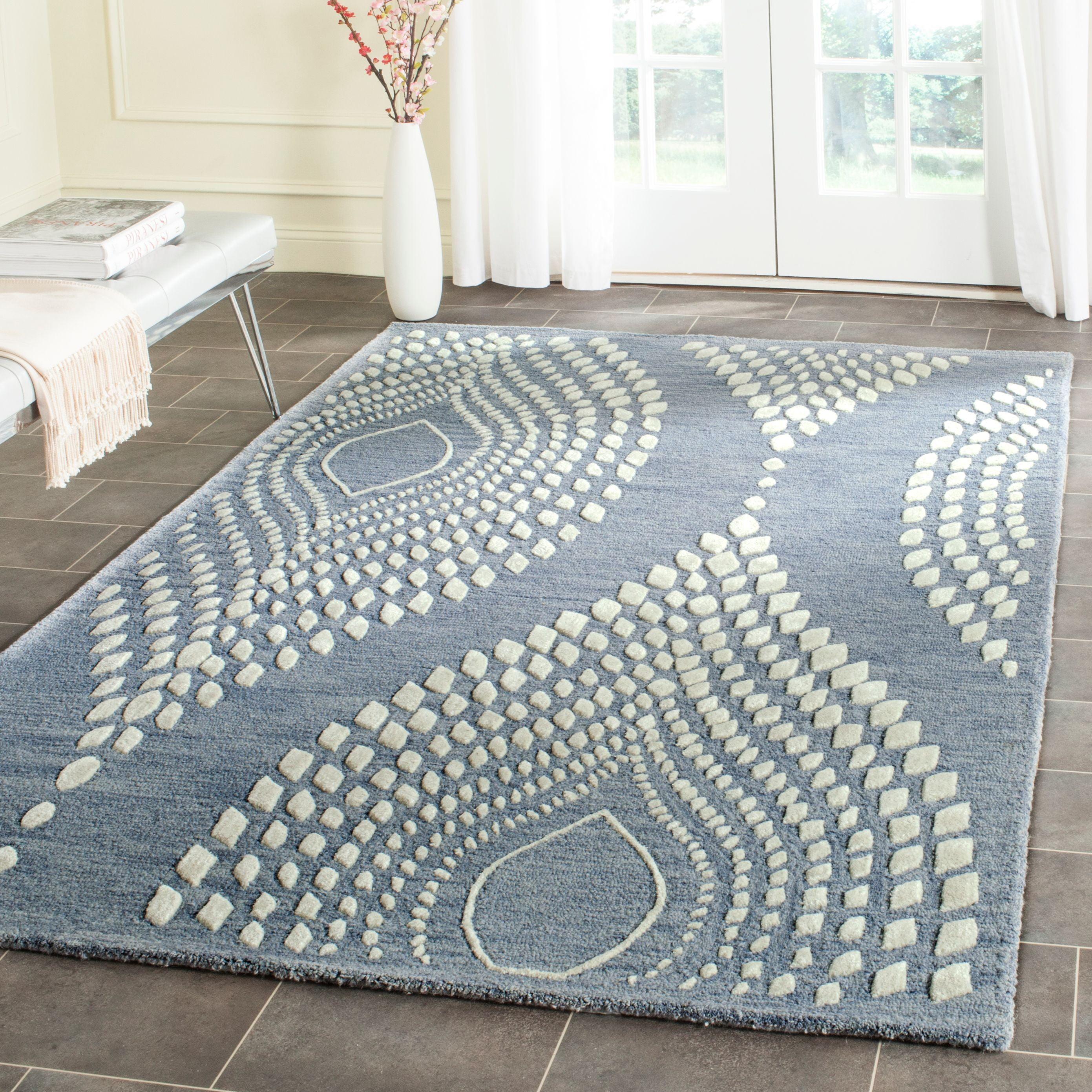 Bella BEL126 Hand Tufted Area Rug - Blue/Ivory - 8'9"x11'9" - Safavieh..