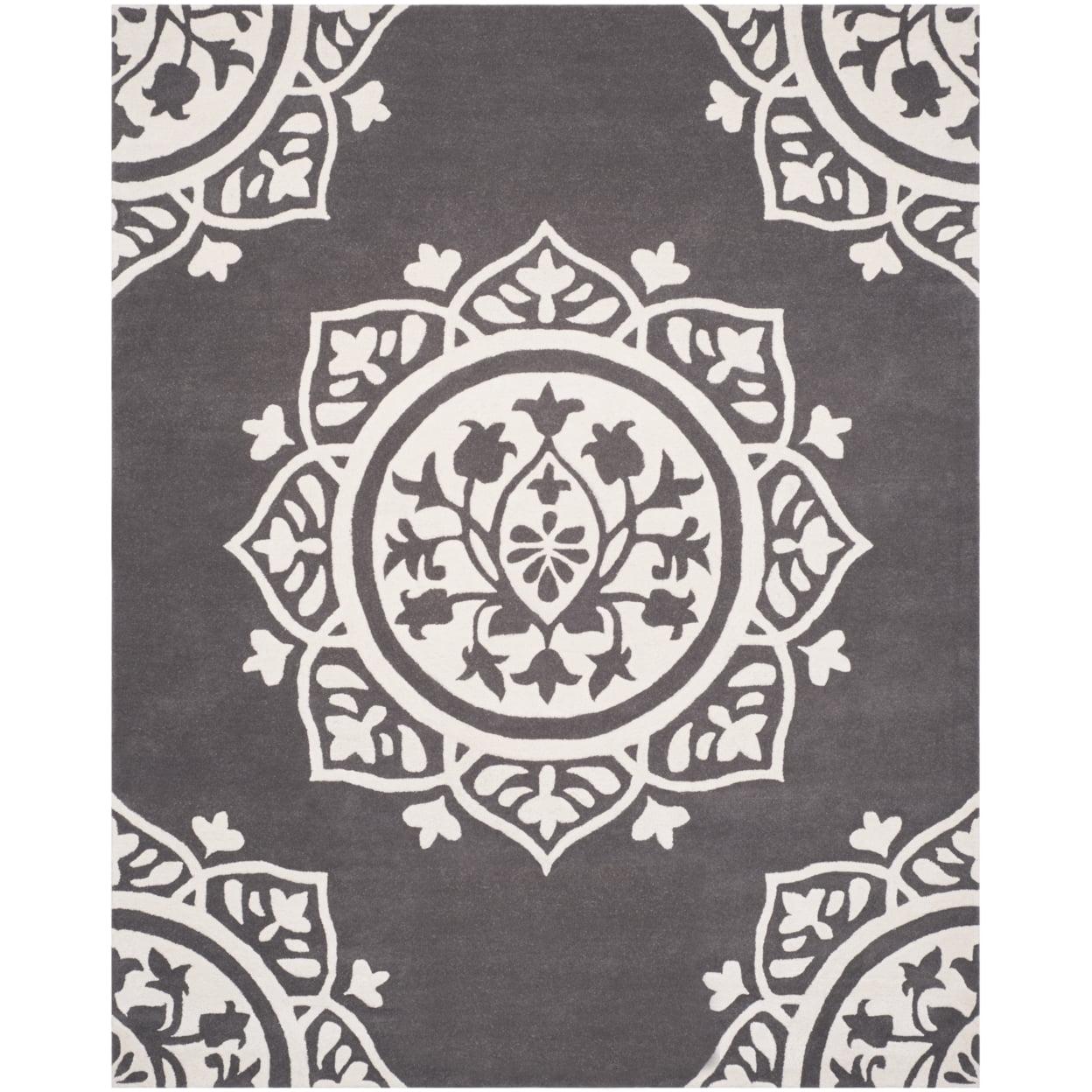 Bella BEL136 Hand Tufted Indoor Area Rug - Dark Grey/Ivory - 6'x9' - Safavieh