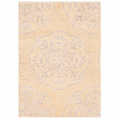 Bella Beige and Silver Hand-Tufted Wool Accent Rug, 2' x 3'