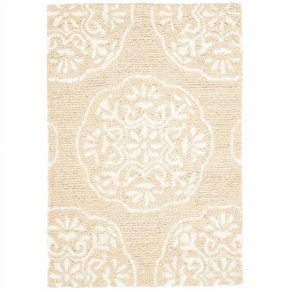 Bella 3' x 5' Beige White Hand-Tufted Wool Rug