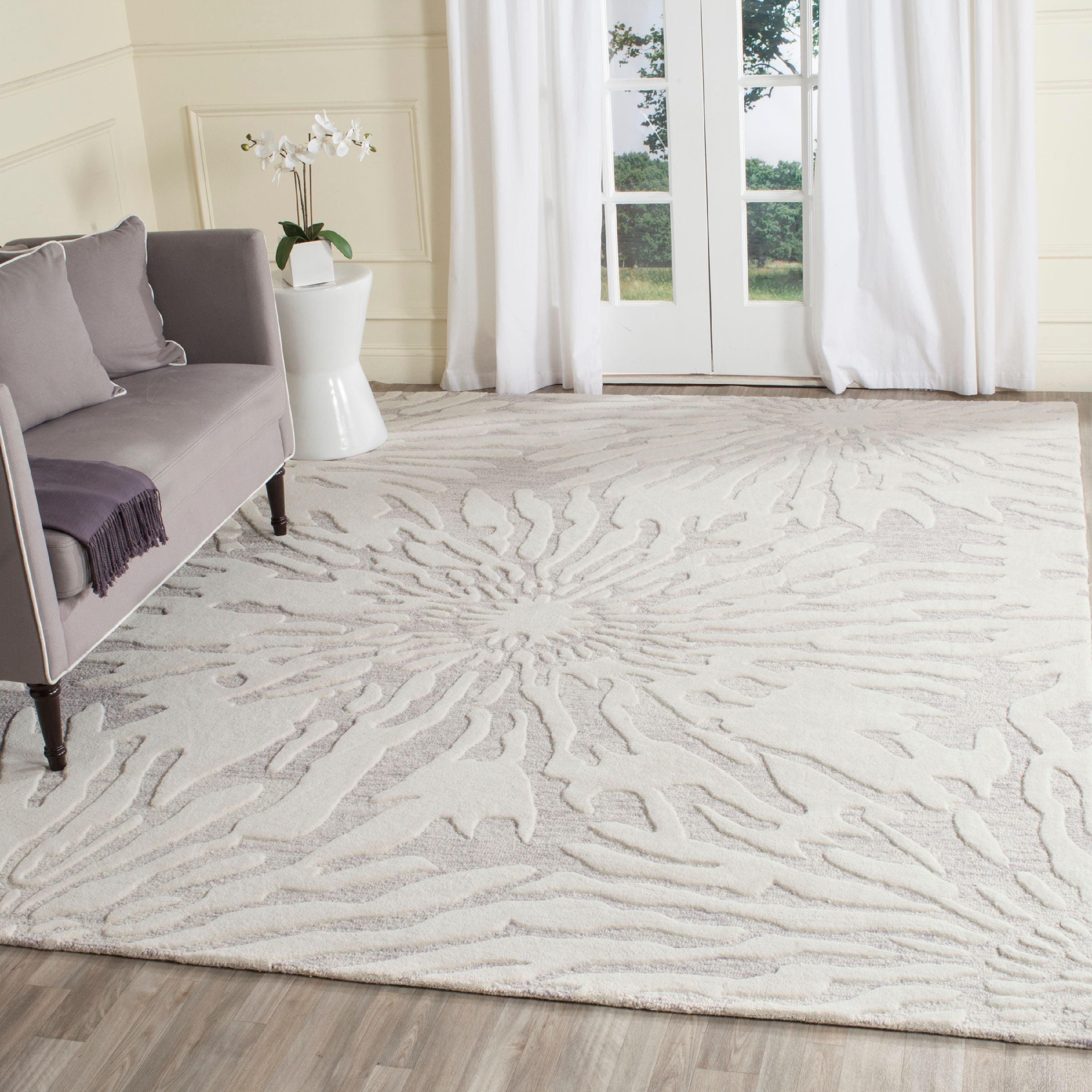 Elysian Silver & Ivory Hand-Tufted Wool 6' x 9' Area Rug