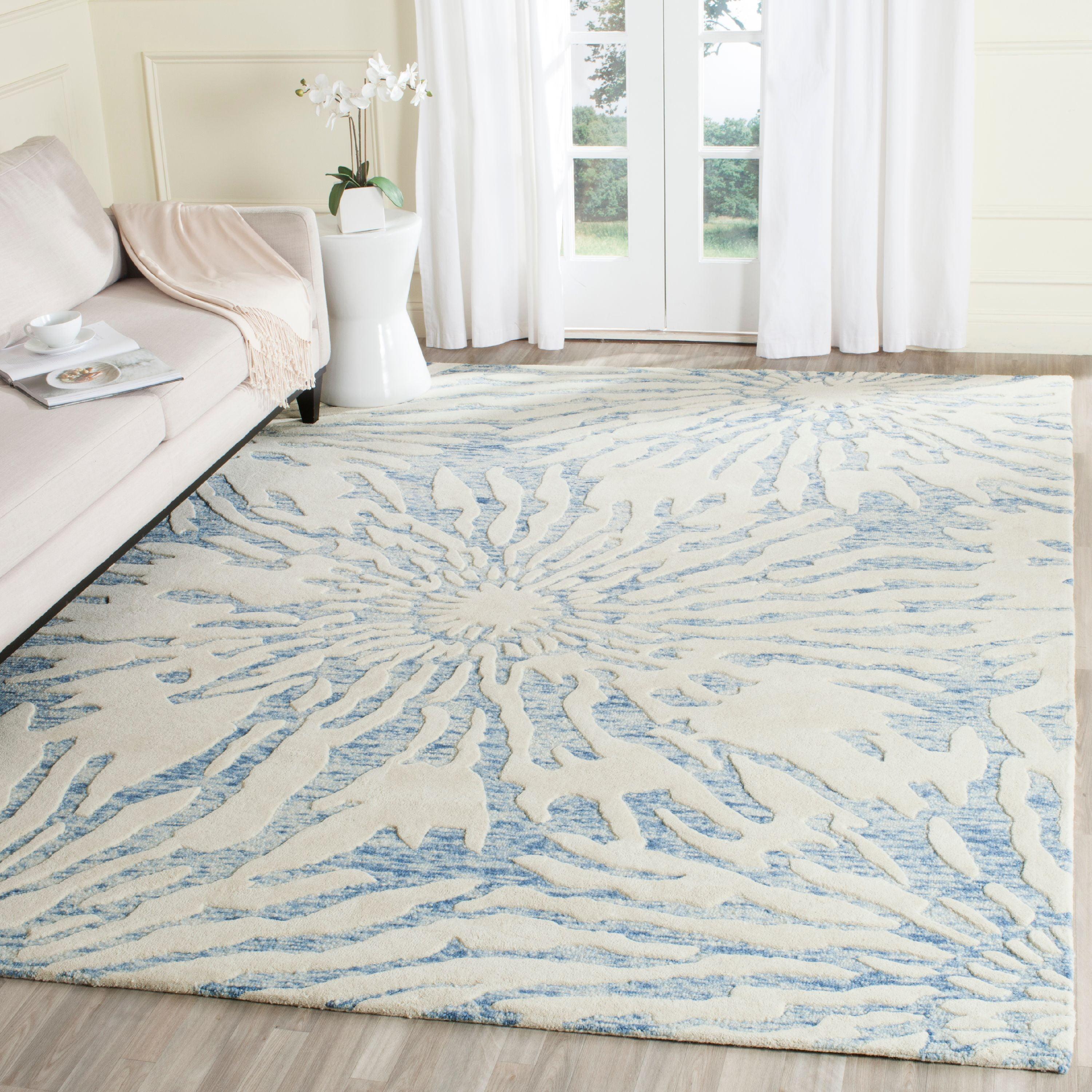 Bella BEL129 Hand Tufted Area Rug - Dark Blue/Ivory - 8'x10' - Safavieh.