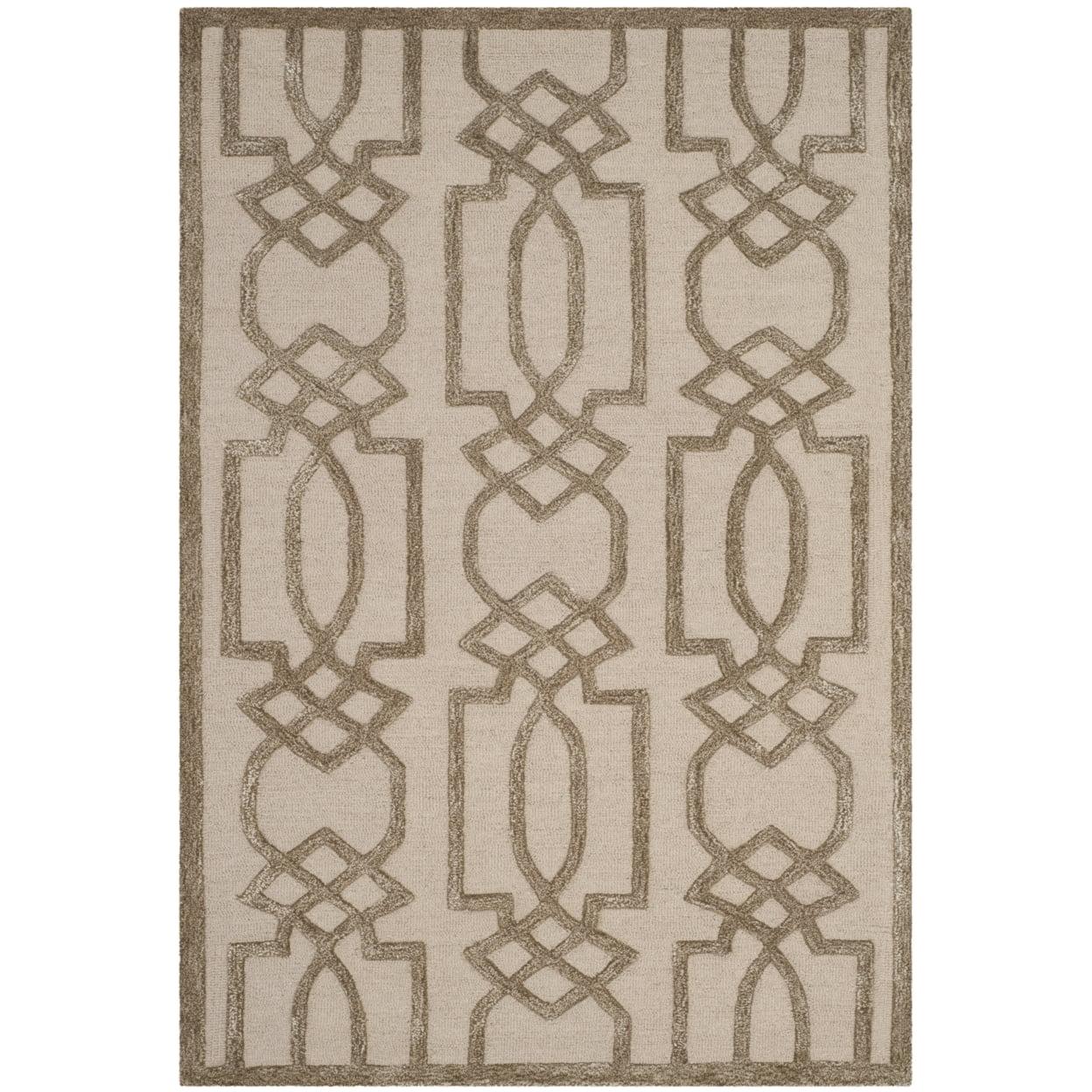 Handmade Sand Brown Round Tufted Wool Rug, 30-inch