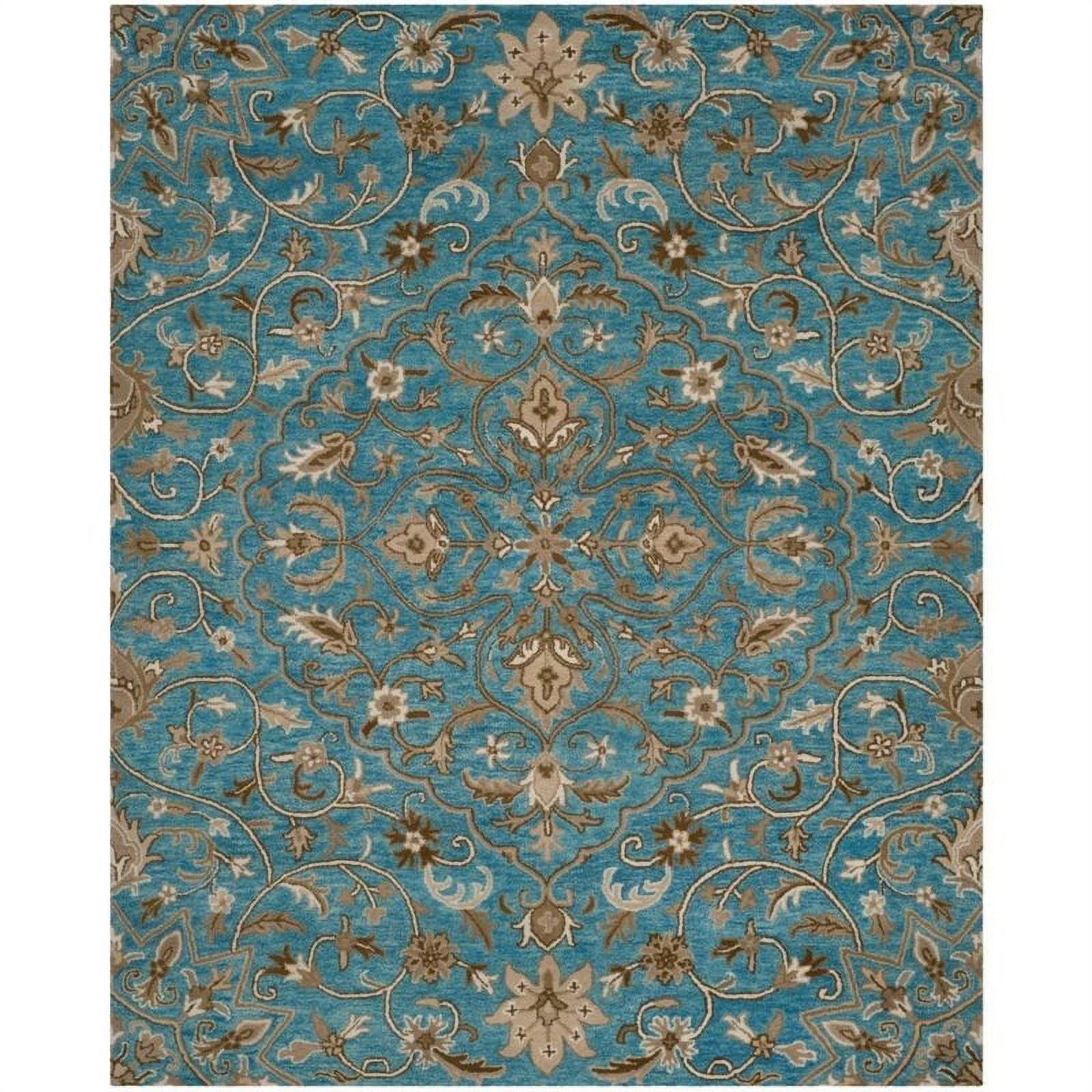 Handmade Blue/Taupe Wool 5' x 5' Square Tufted Rug