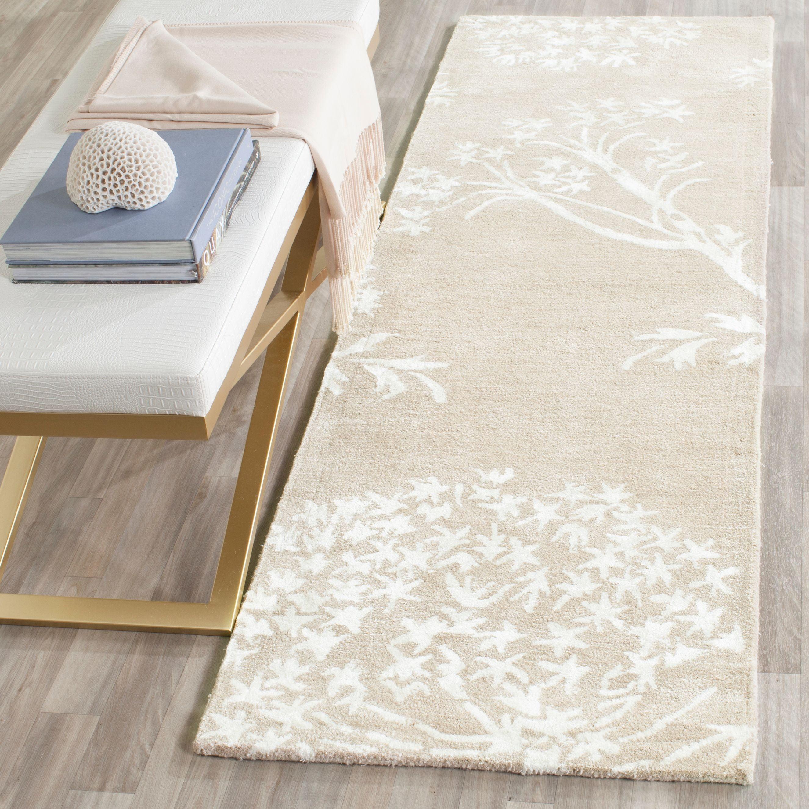 Ivory and Sand Hand-Tufted Wool Runner Rug