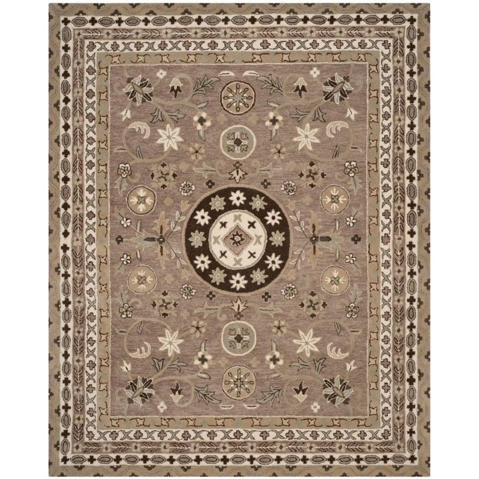 Bella Taupe/Light Grey Hand-Tufted Wool Round Area Rug