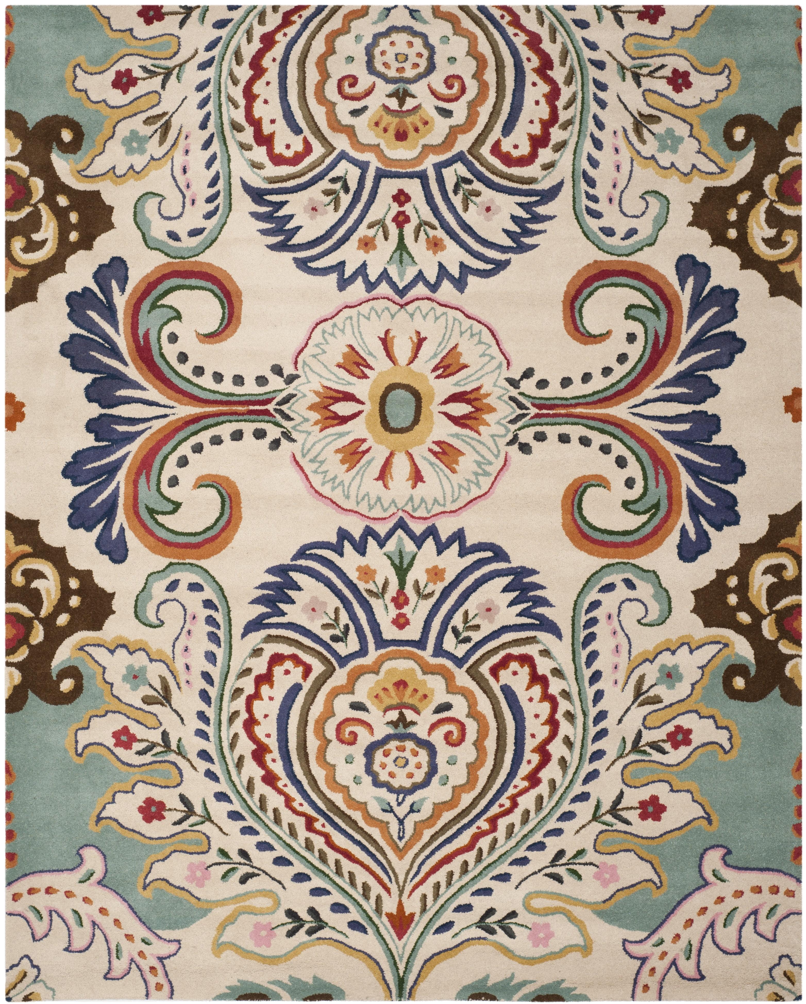 Bella BEL118 Hand Tufted Area Rug - Ivory/Teal - 8'9"x12' - Safavieh.