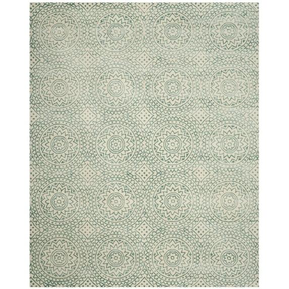 SAFAVIEH Bella Natalee Medallion Geometric Wool Area Rug, Ivory/Blue, 8' x 10'