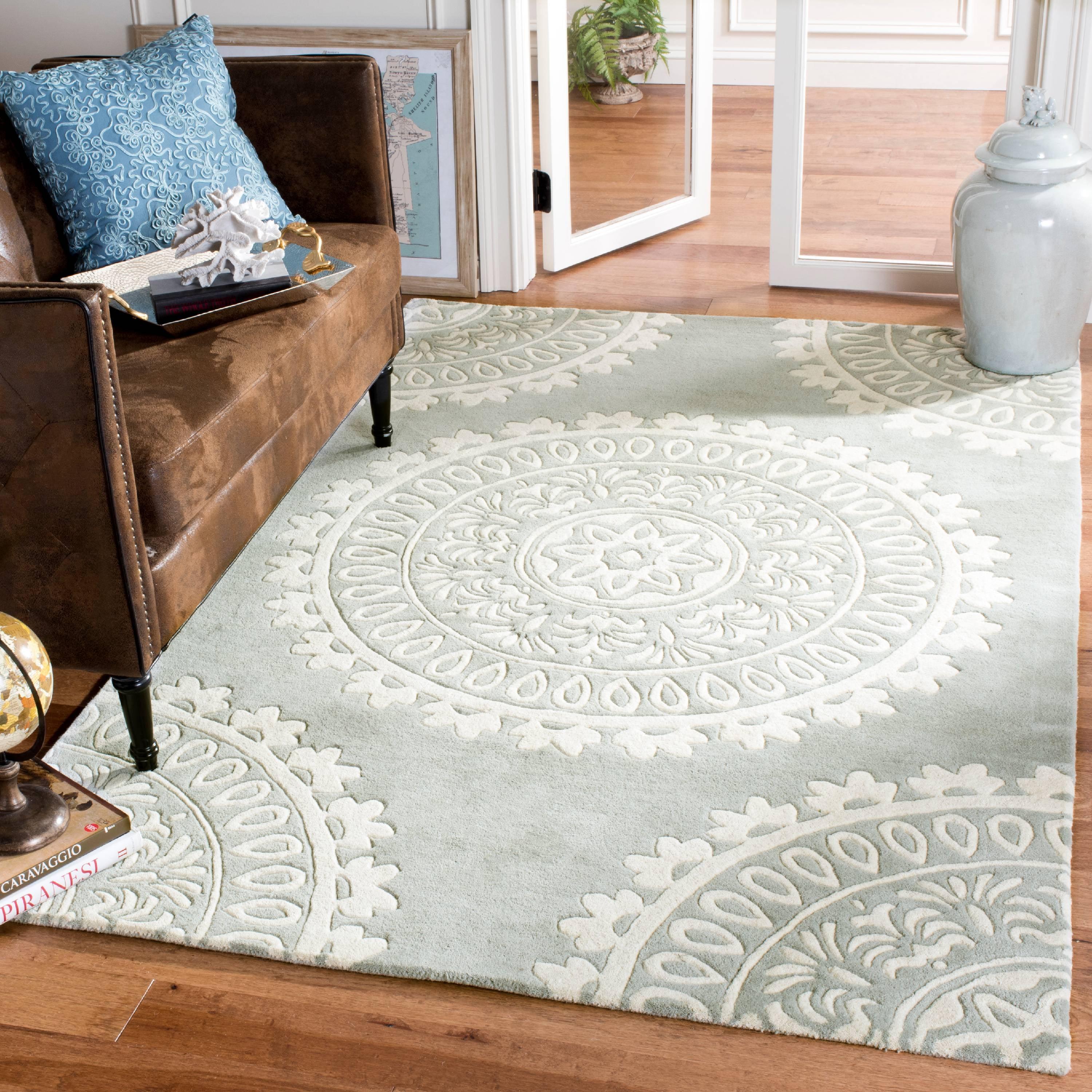 Bella BEL122 Hand Tufted Area Rug - Grey/Ivory - 5'x5' - Safavieh.