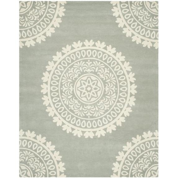 SAFAVIEH Bella Parker Medallion Geometric Wool Area Rug, Grey/Ivory, 10' x 14'