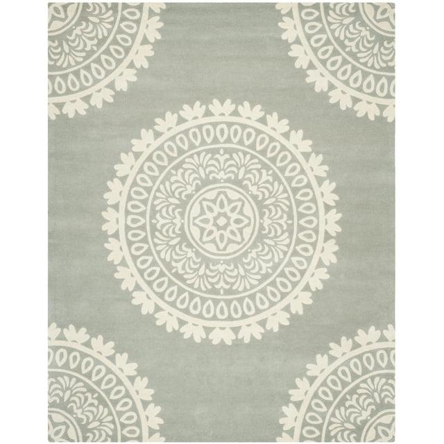 SAFAVIEH Bella Parker Medallion Geometric Wool Area Rug, Grey/Ivory, 10' x 14'