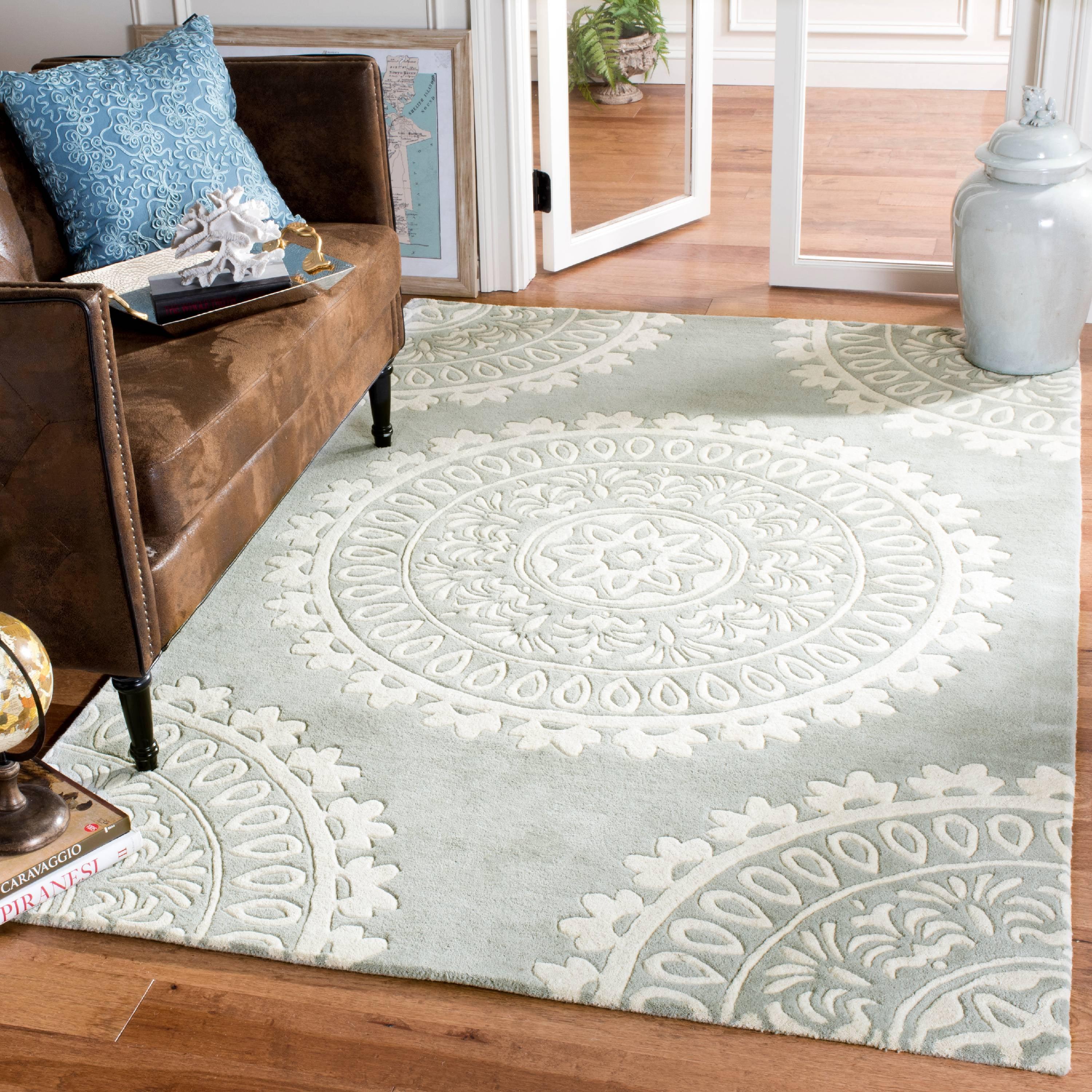 Hand-Tufted Wool Square Grey Ivory Area Rug - 5' x 5'