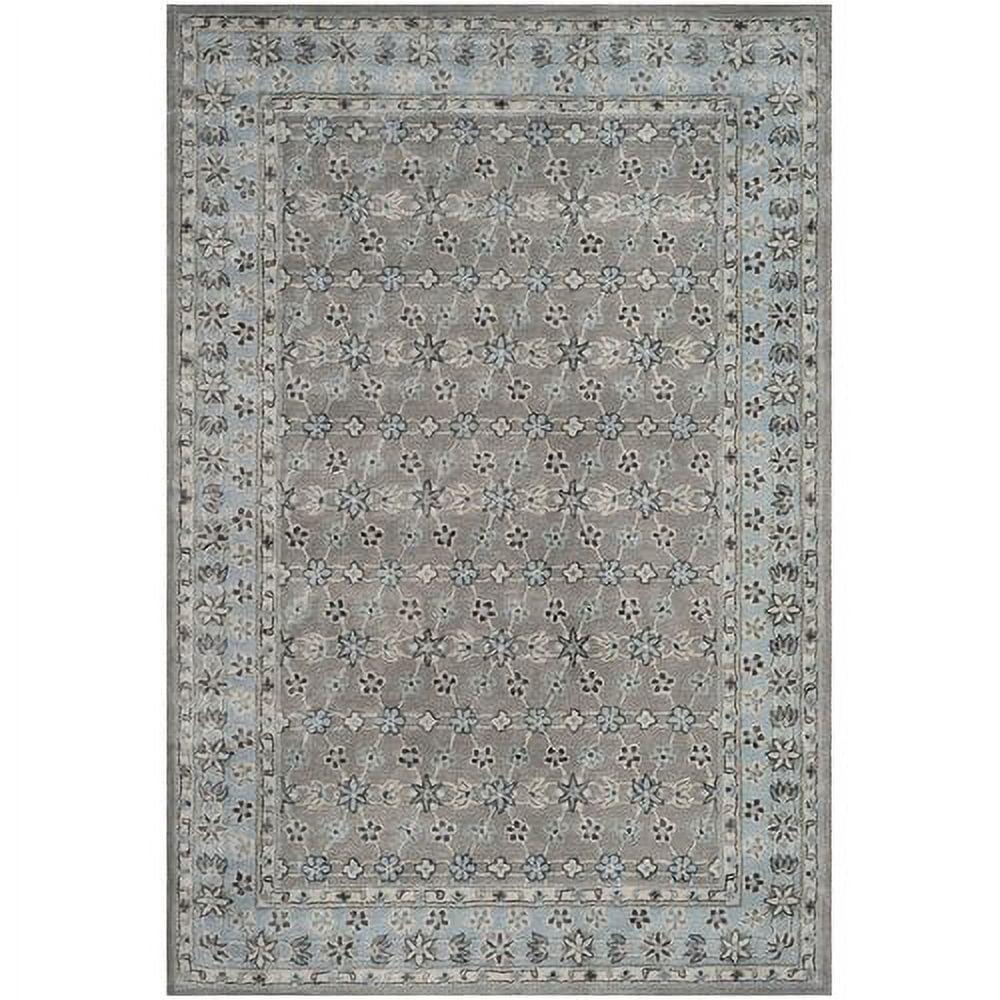 SAFAVIEH Bella Ridley Traditional Floral Wool Area Rug, Silver/Light Blue, 2'6" x 4'