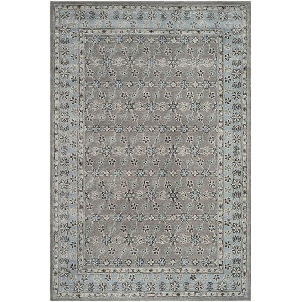 SAFAVIEH Bella Ridley Traditional Floral Wool Area Rug, Silver/Light Blue, 8' x 10'