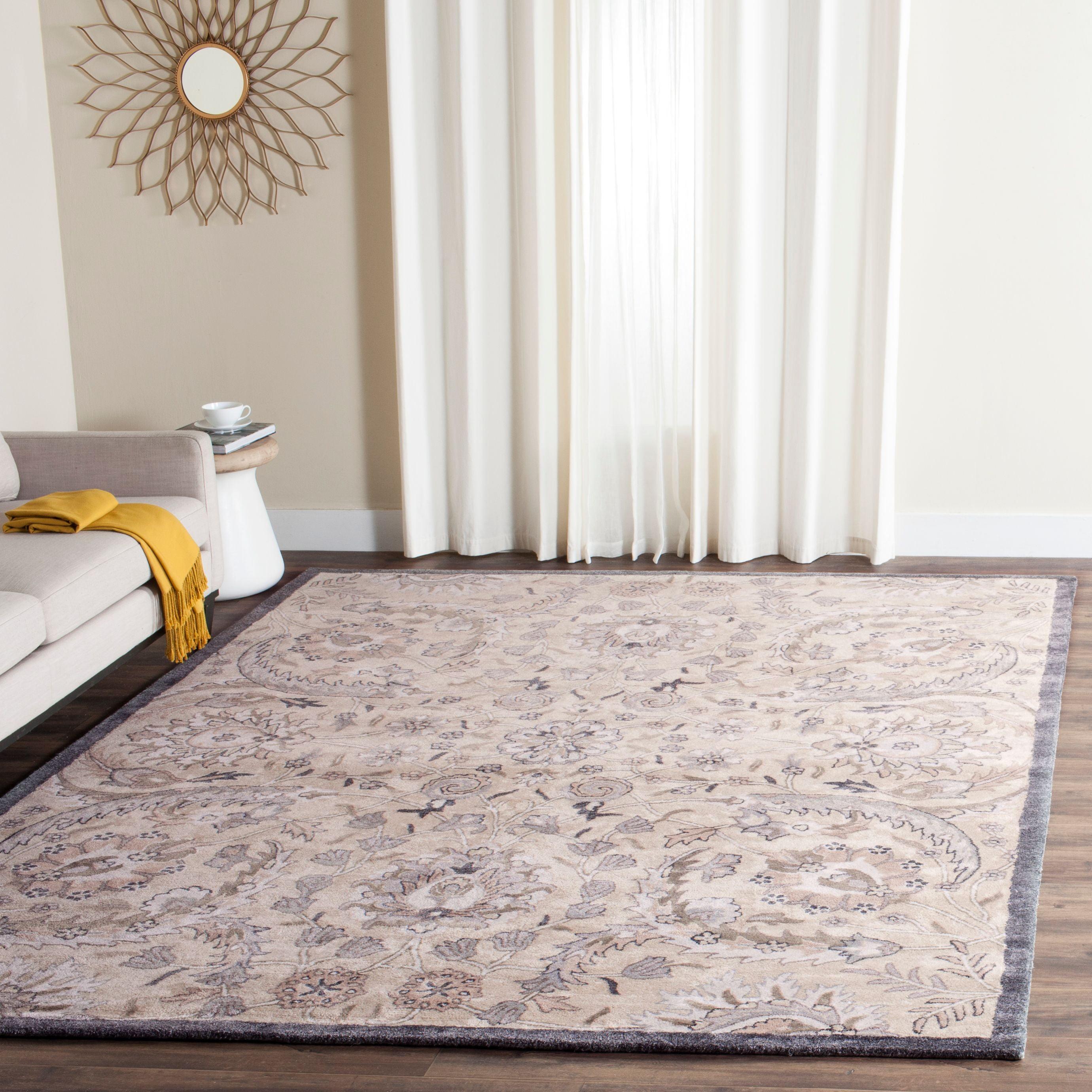 Bella Beige Hand-Tufted Wool Square Area Rug