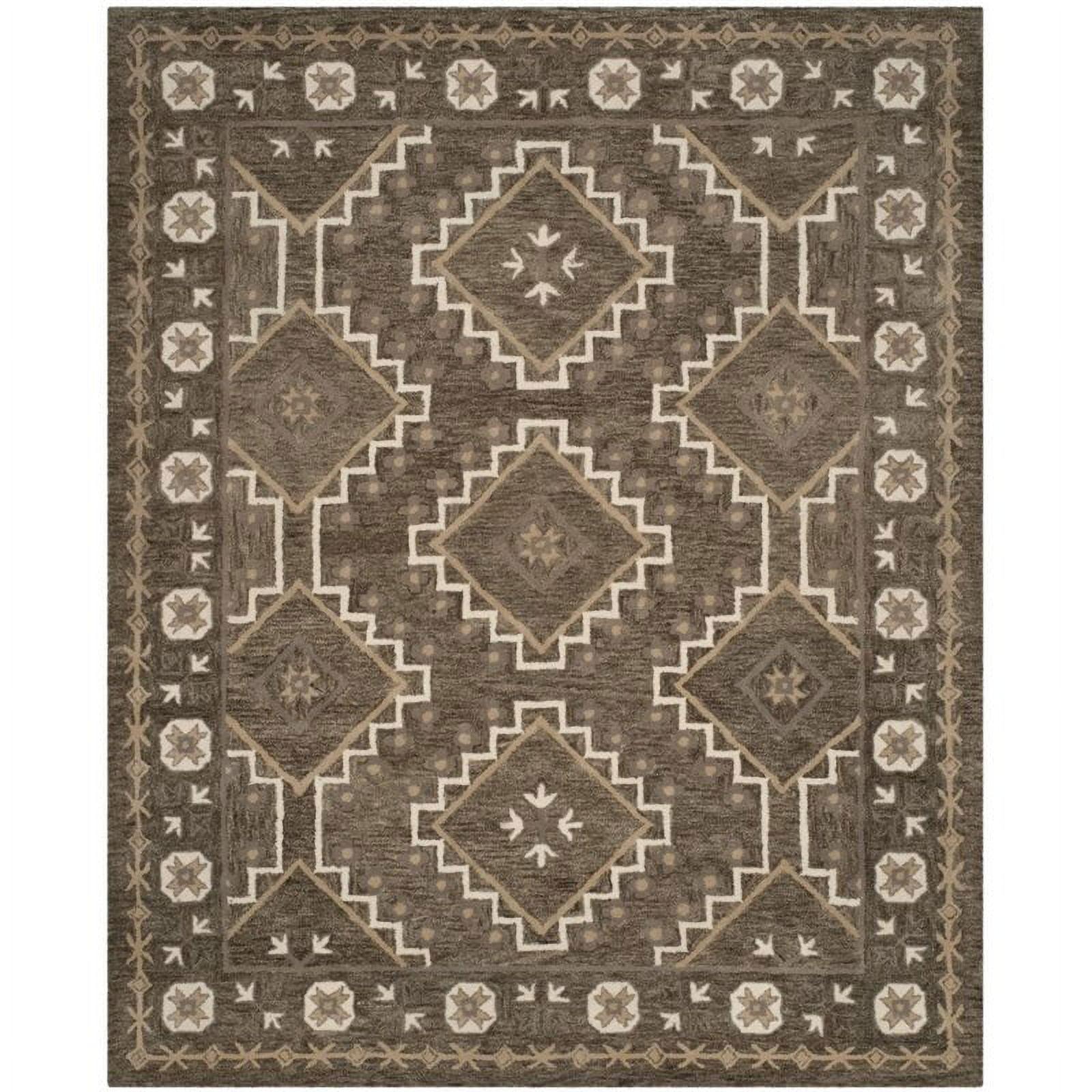 Bella Medallion Geometric Hand-Tufted Wool Area Rug, Brown/Taupe