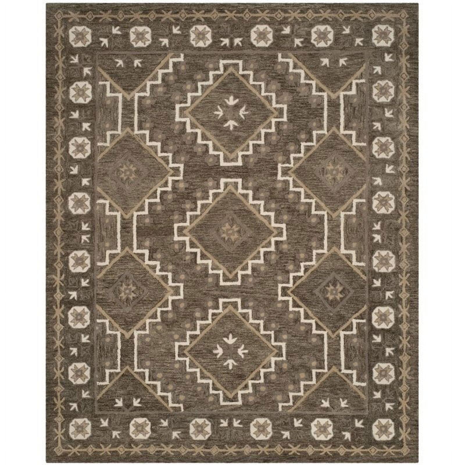 Handmade Tufted Brown and Taupe Wool Square Area Rug