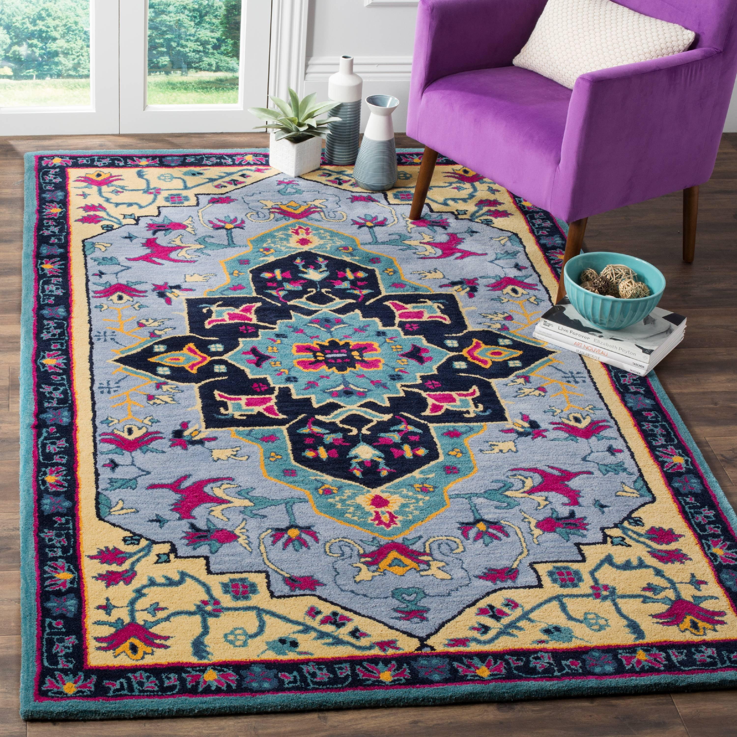 Bellagio BLG506 Hand Tufted Area Rug - Light Blue/Multi - 5'x8' - Safavieh.
