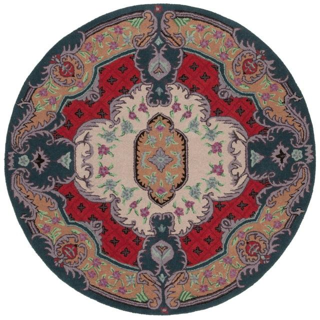 Bellagio BLG535 Hand Tufted Area Rug - Ivory/Pink - 5' round - Safavieh.