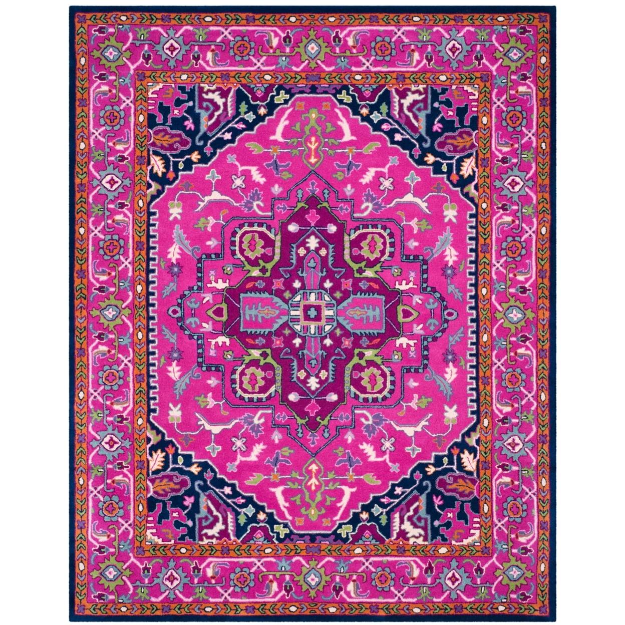 Bellagio Pink and Navy 6' x 9' Handmade Wool Area Rug