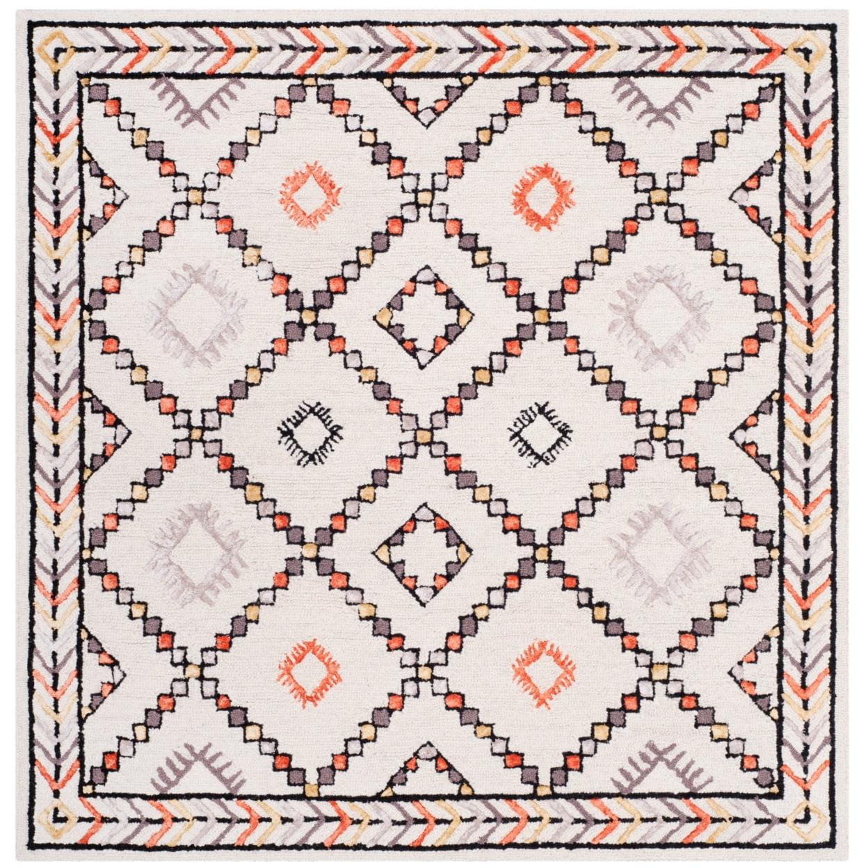 Bellagio BLG548 Hand Tufted Area Rug - Ivory/Multi - 5'x5' - Safavieh.