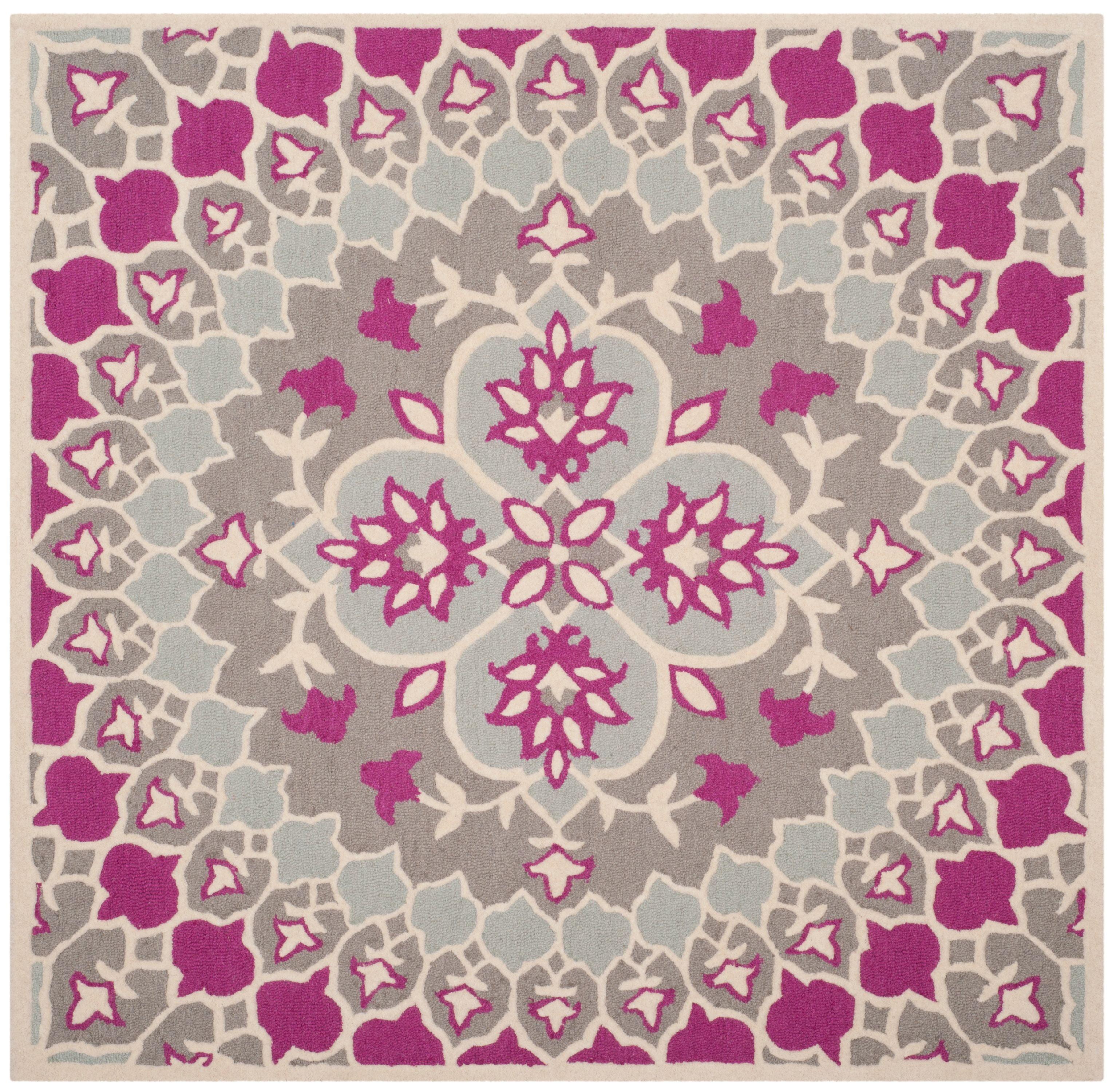 Bellagio BLG610 Hand Tufted Area Rug - Grey/Ivory - 5'x5' - Safavieh.