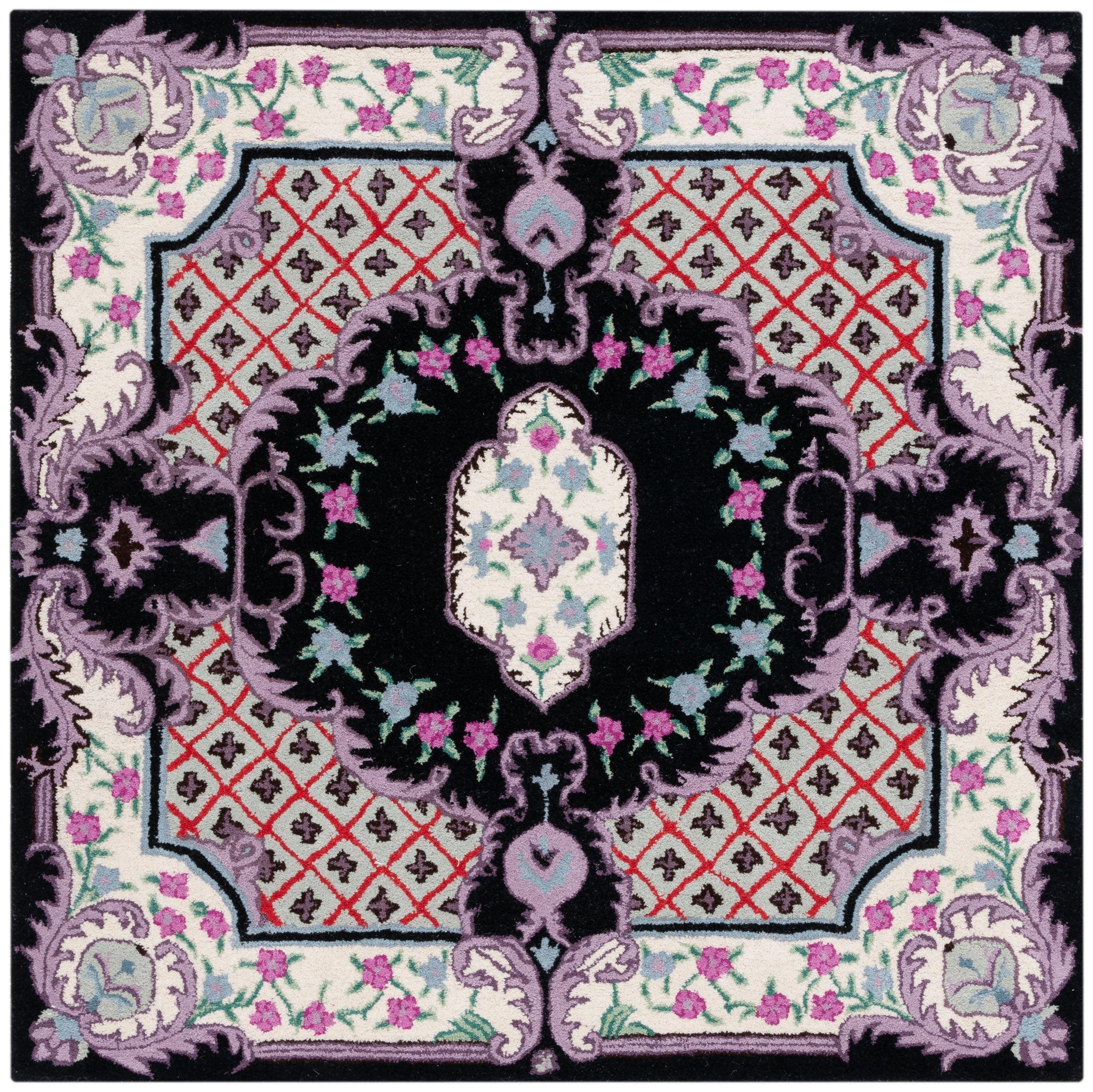 Bellagio BLG535 Hand Tufted Area Rug - Black/Ivory - 5'x5' - Safavieh.