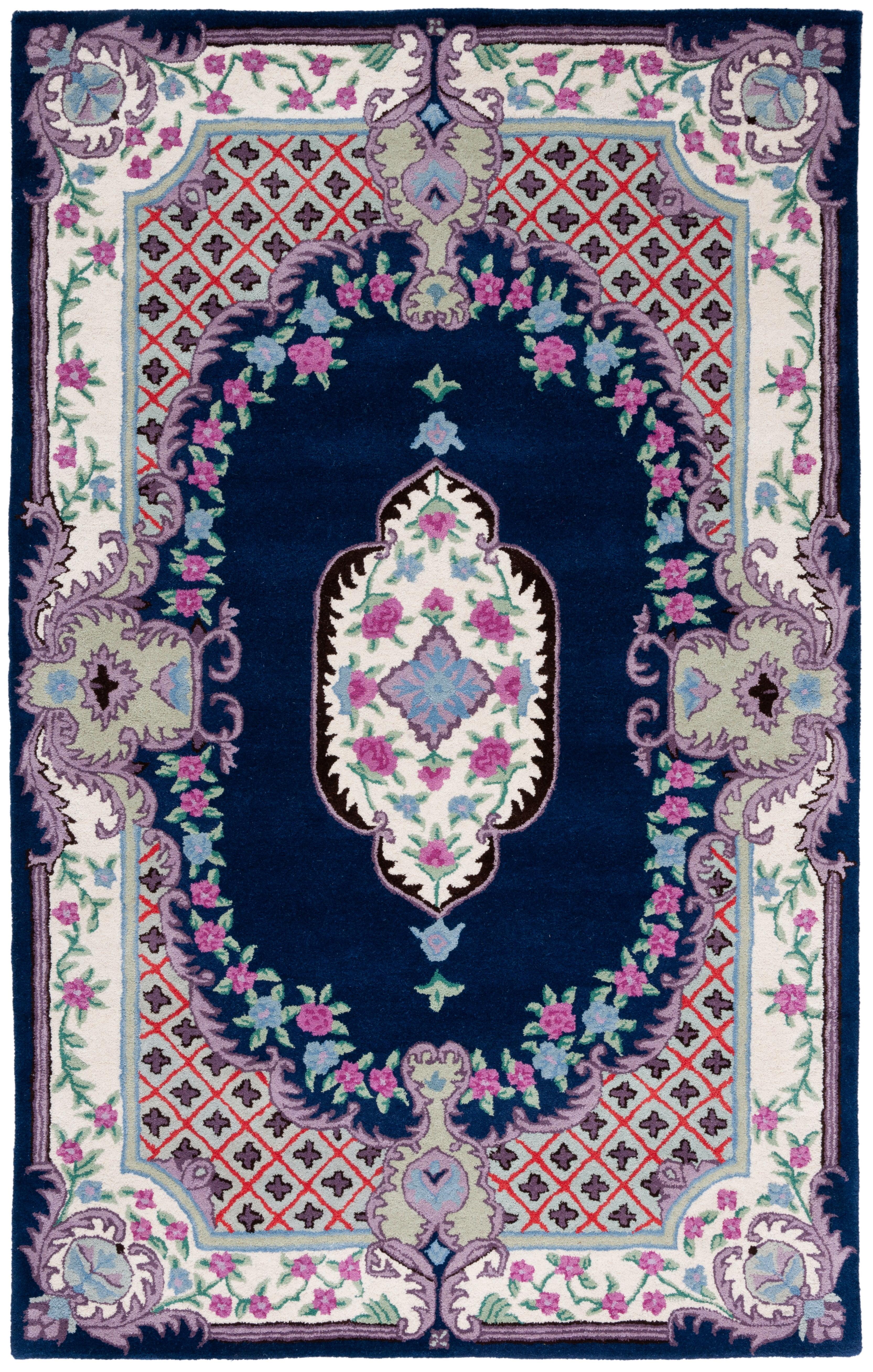 Bellagio BLG535 Hand Tufted Area Rug - Navy/Ivory - 4'x6' - Safavieh.