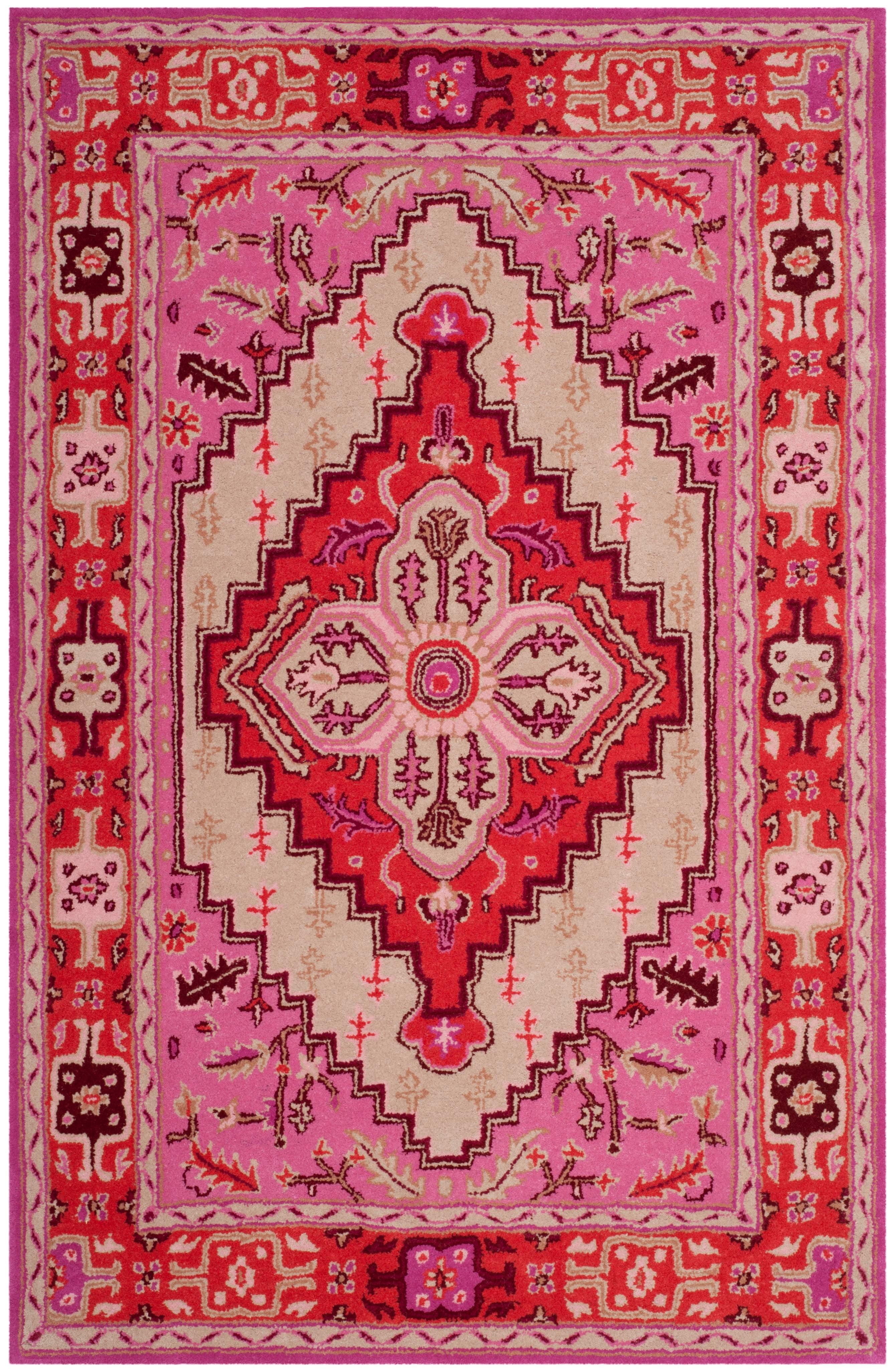Bellagio BLG545 Hand Tufted Area Rug - Red Pink/Ivory - 3'x5' - Safavieh..