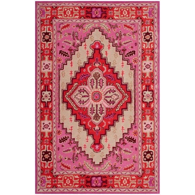 Bellagio BLG545 Hand Tufted Area Rug - Red Pink/Ivory - 3'x5' - Safavieh..