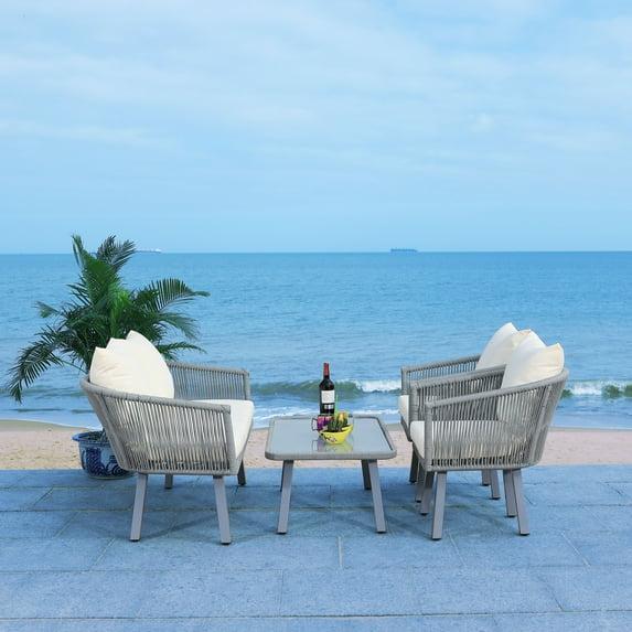 Belmi 4 Piece Rope Living Set - Indoor/Outdoor - PAT7517 - Grey/Beige - Safavieh
