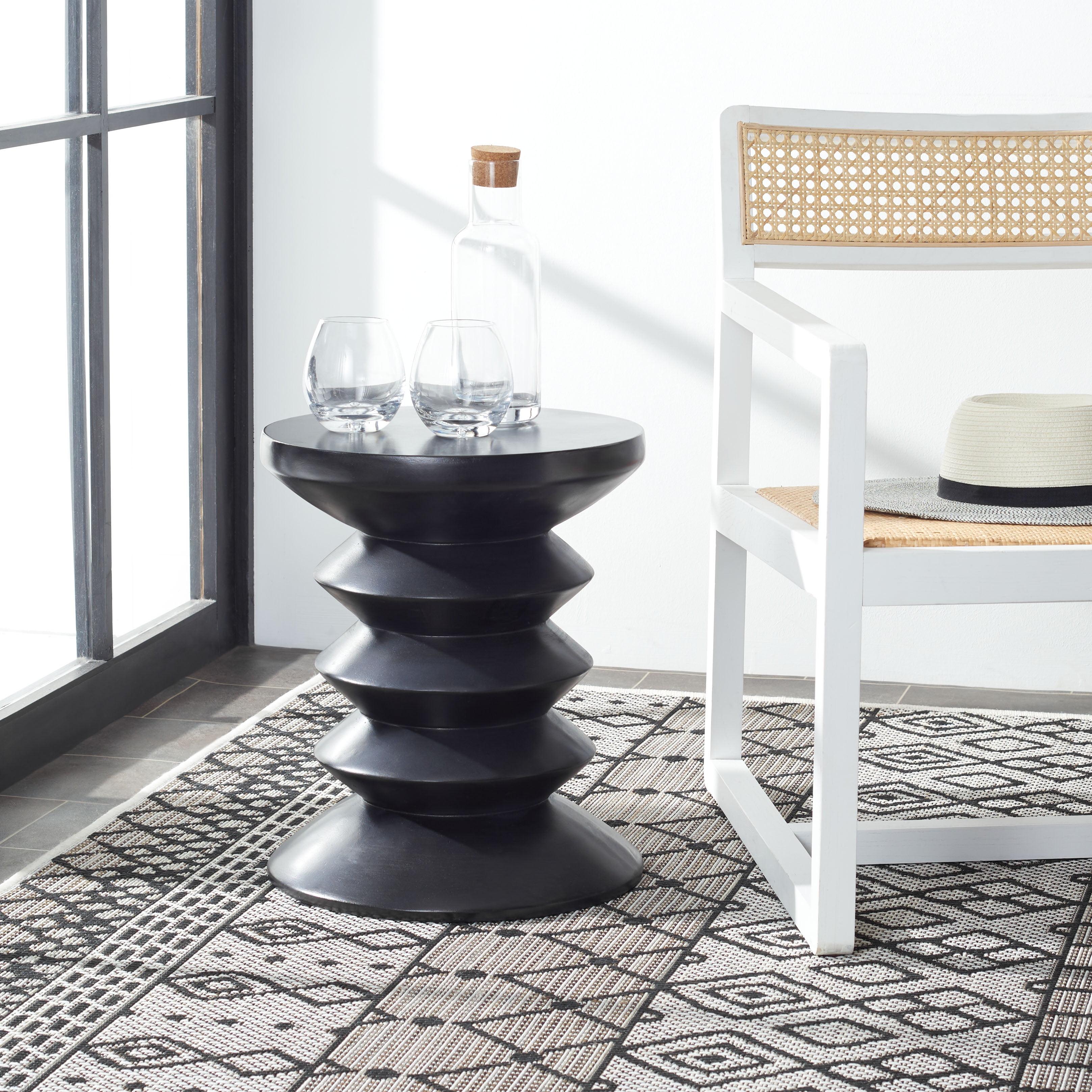 Benaya Concrete Accent Stool - Indoor/Outdoor - VNN1032 - Black - Safavieh