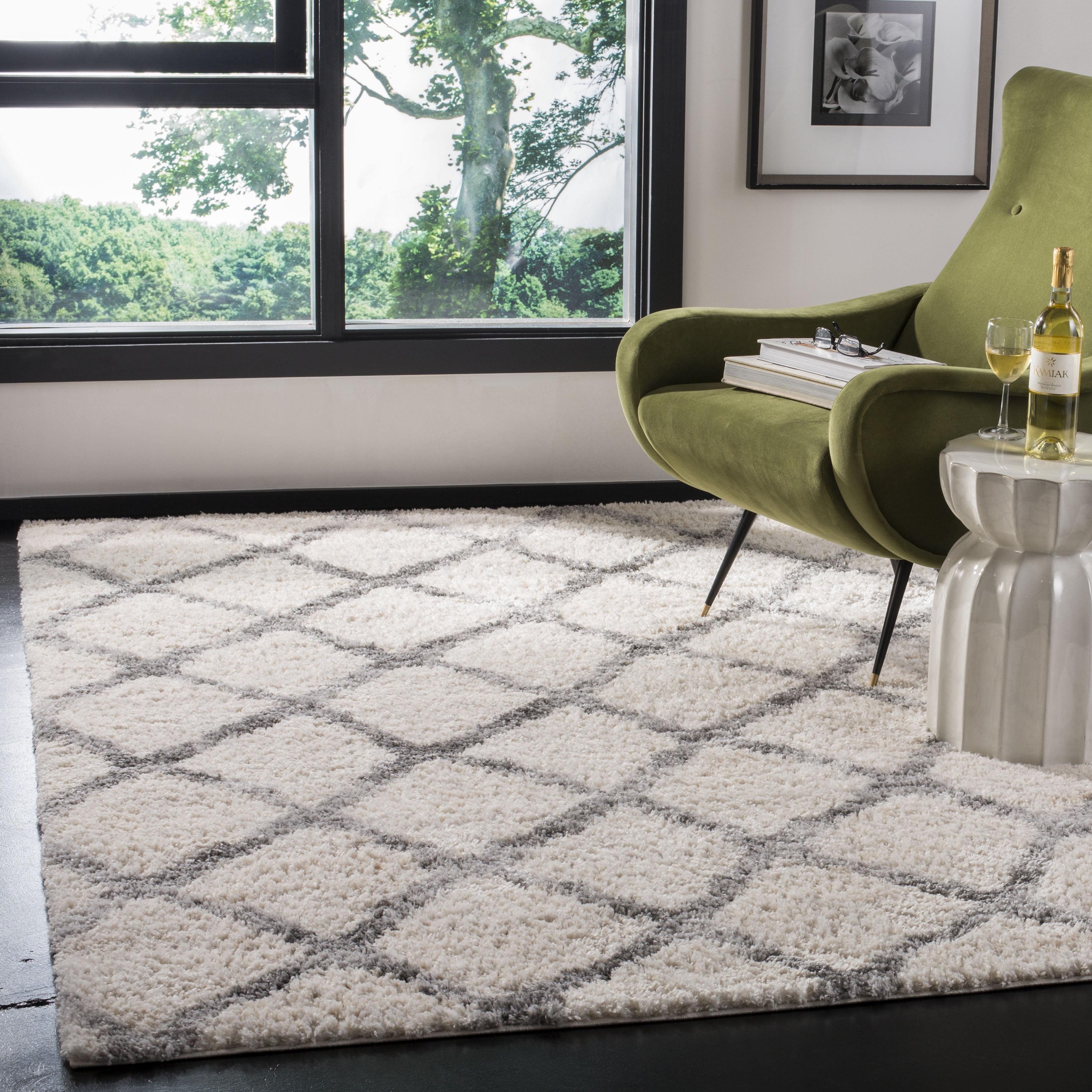 Berber Shag 200 BER215 Power Loomed Indoor Area Rug - Cream/Grey - 5'x7' - Safavieh