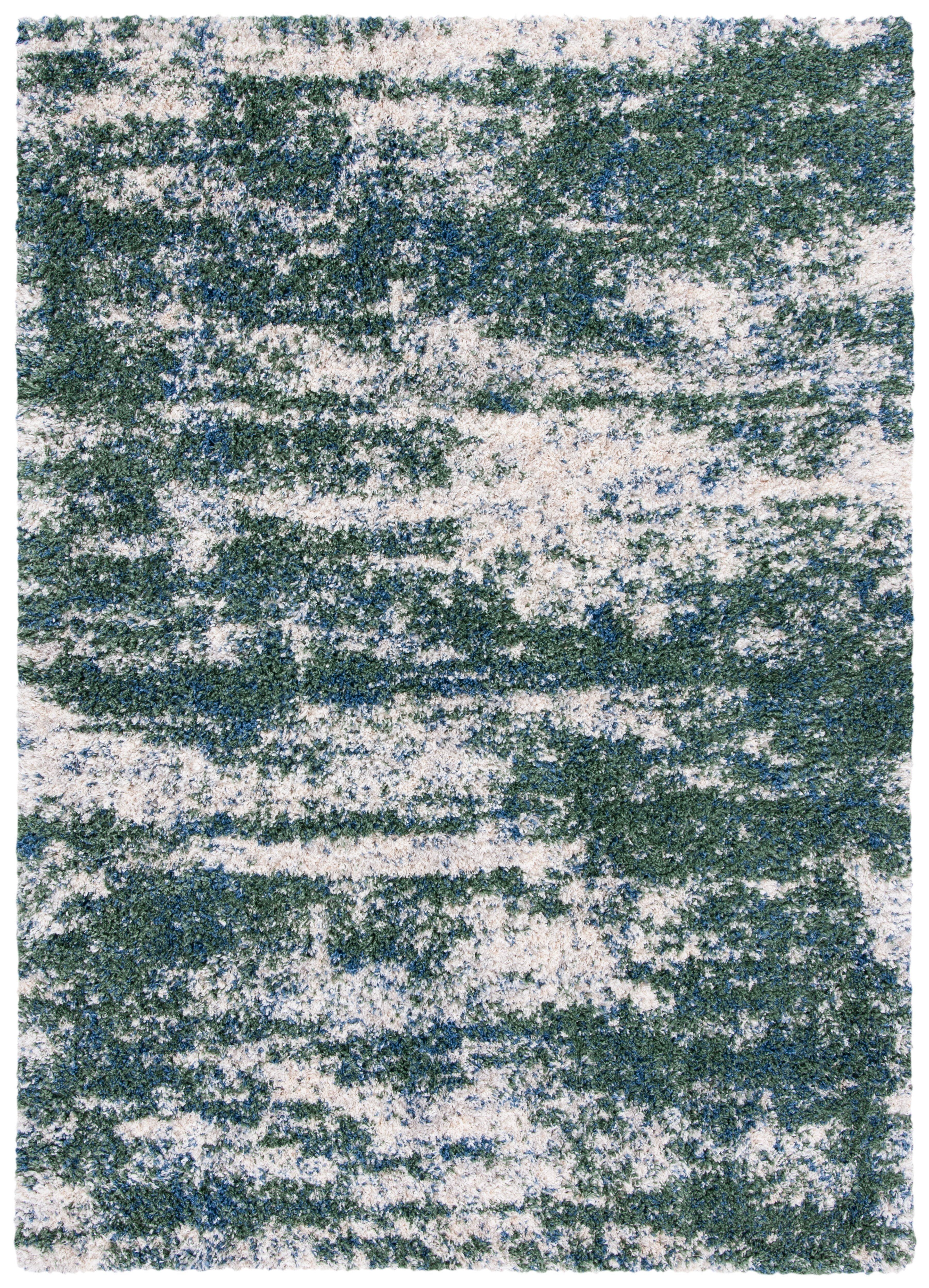Berber Shag BER219 Power Loomed Area Rug - Green/Beige - 5'3"x7'6" - Safavieh.