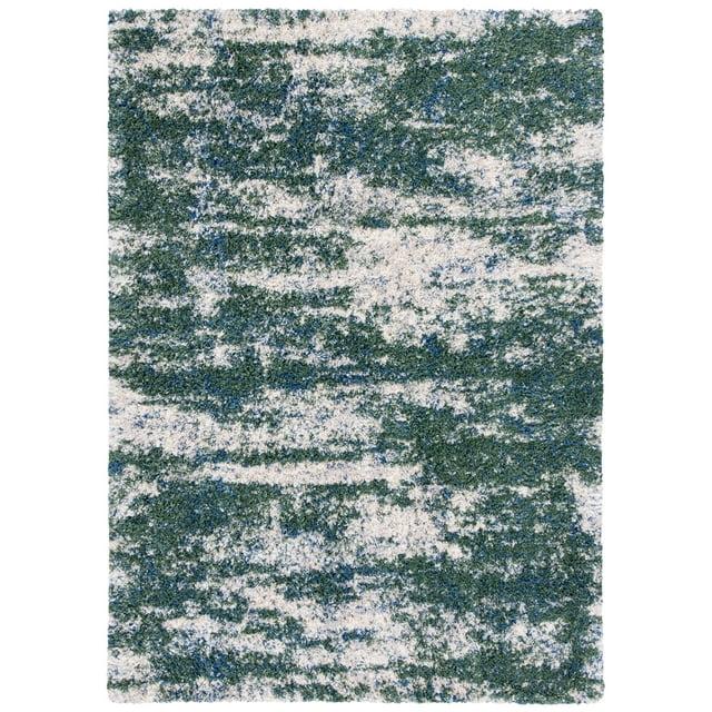 Berber Shag BER219 Power Loomed Area Rug - Green/Beige - 5'3"x7'6" - Safavieh.