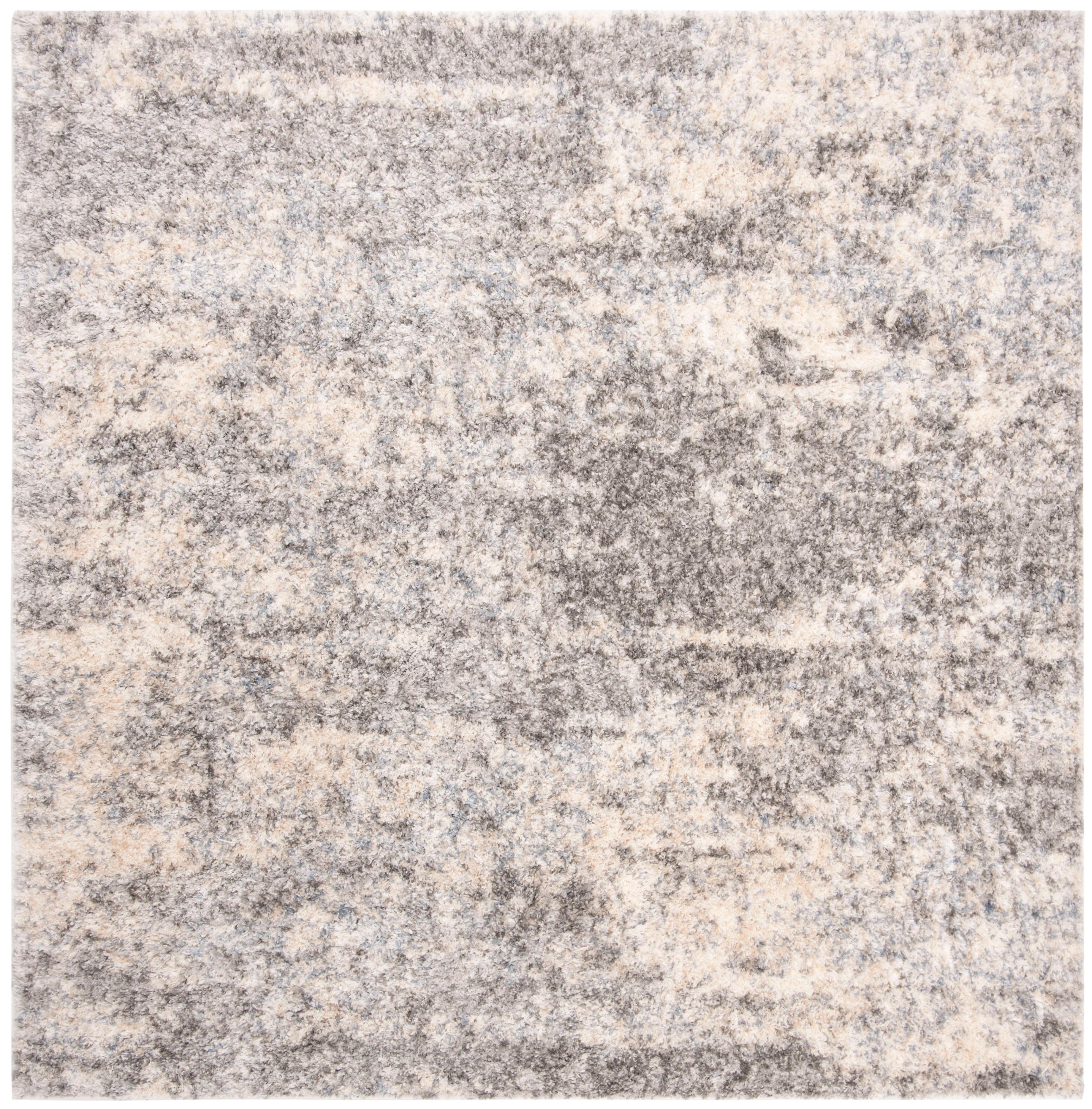Berber Shag BER219 Power Loomed Area Rug - Grey/Cream - 9' X 9' Square - Safavieh.