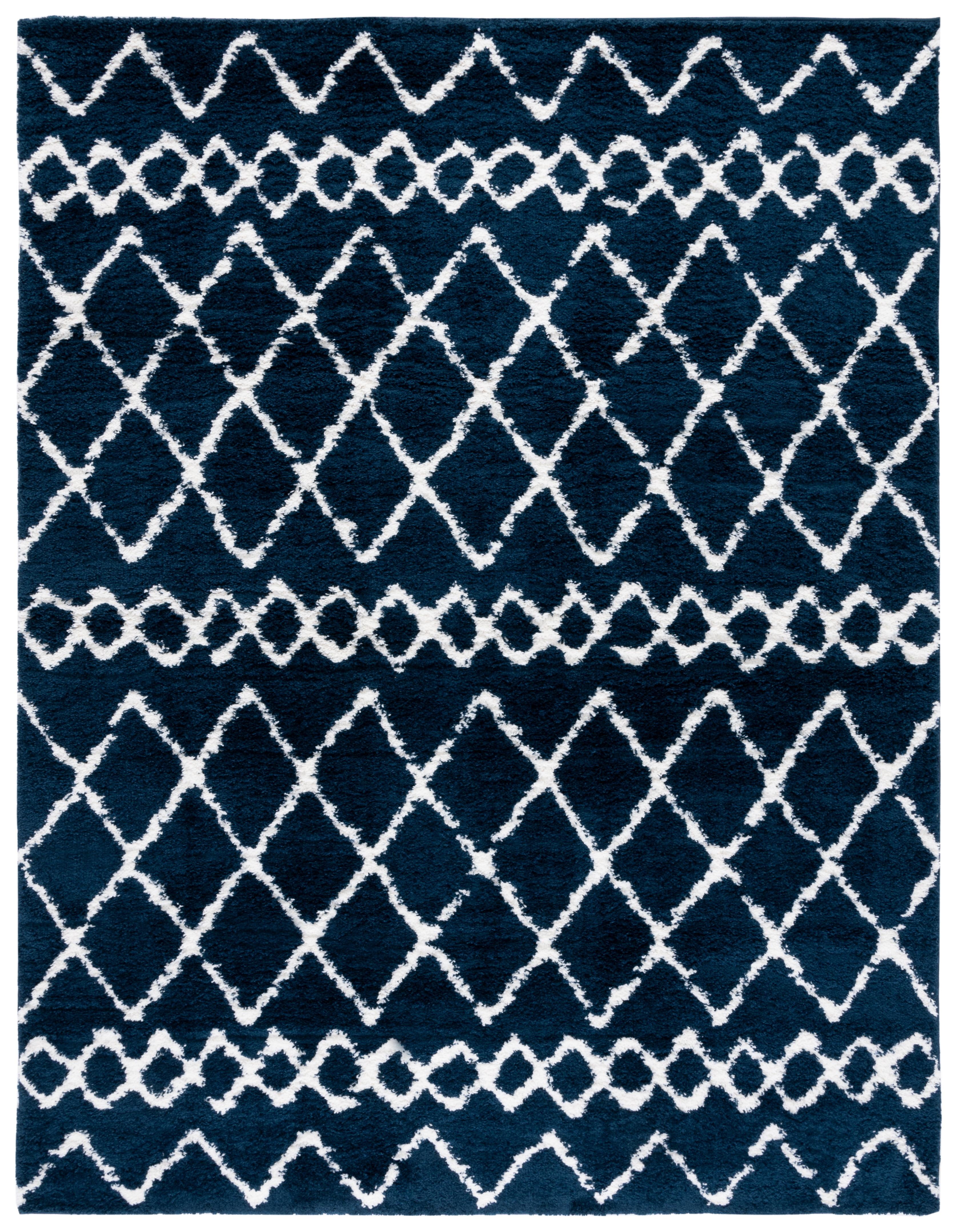 Berber Shag BER165 Power Loomed Indoor Area Rug - Navy/Ivory - 8'x10' - Safavieh