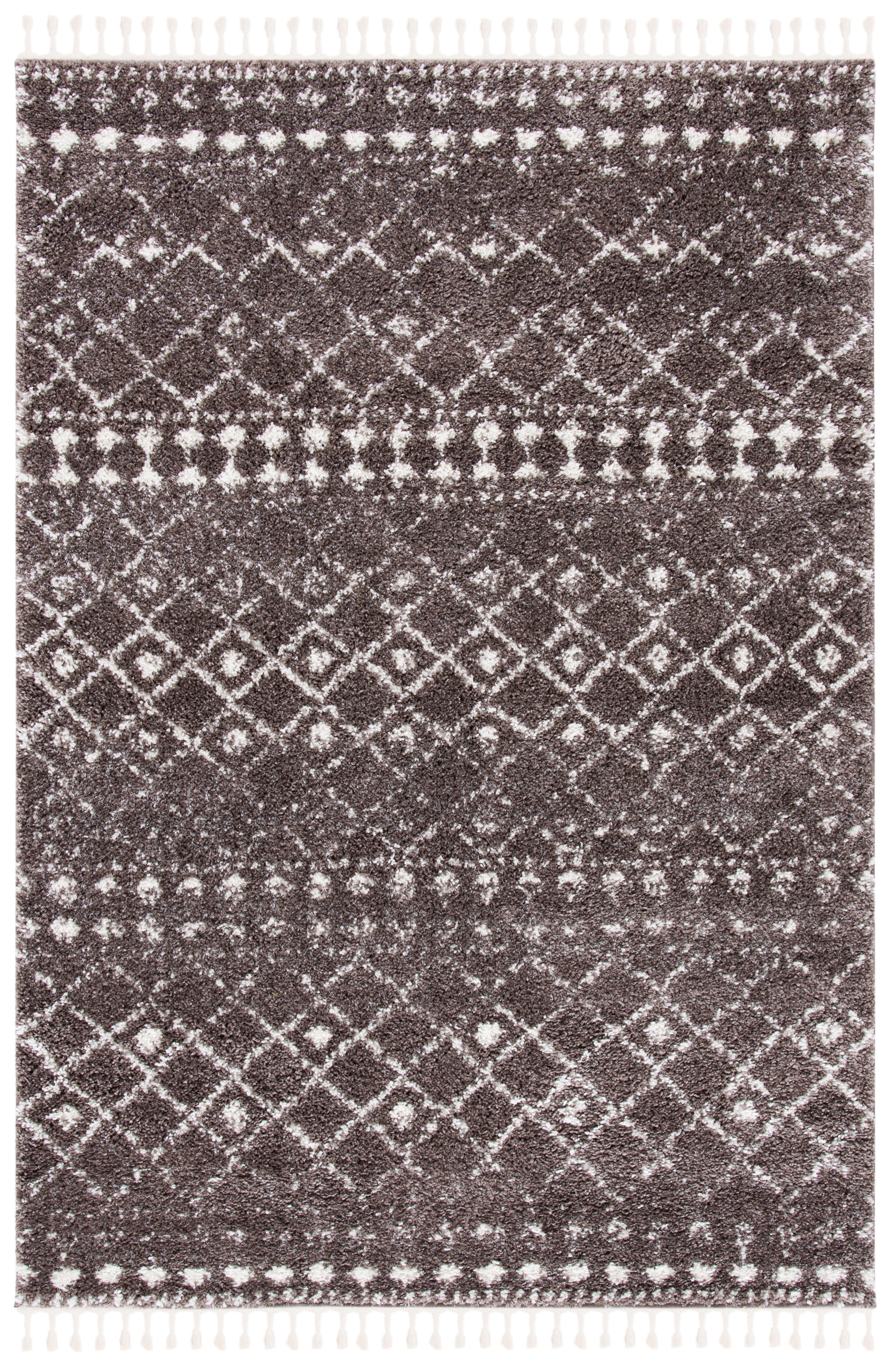 Brown and Ivory 4' x 6' Synthetic Shag Area Rug