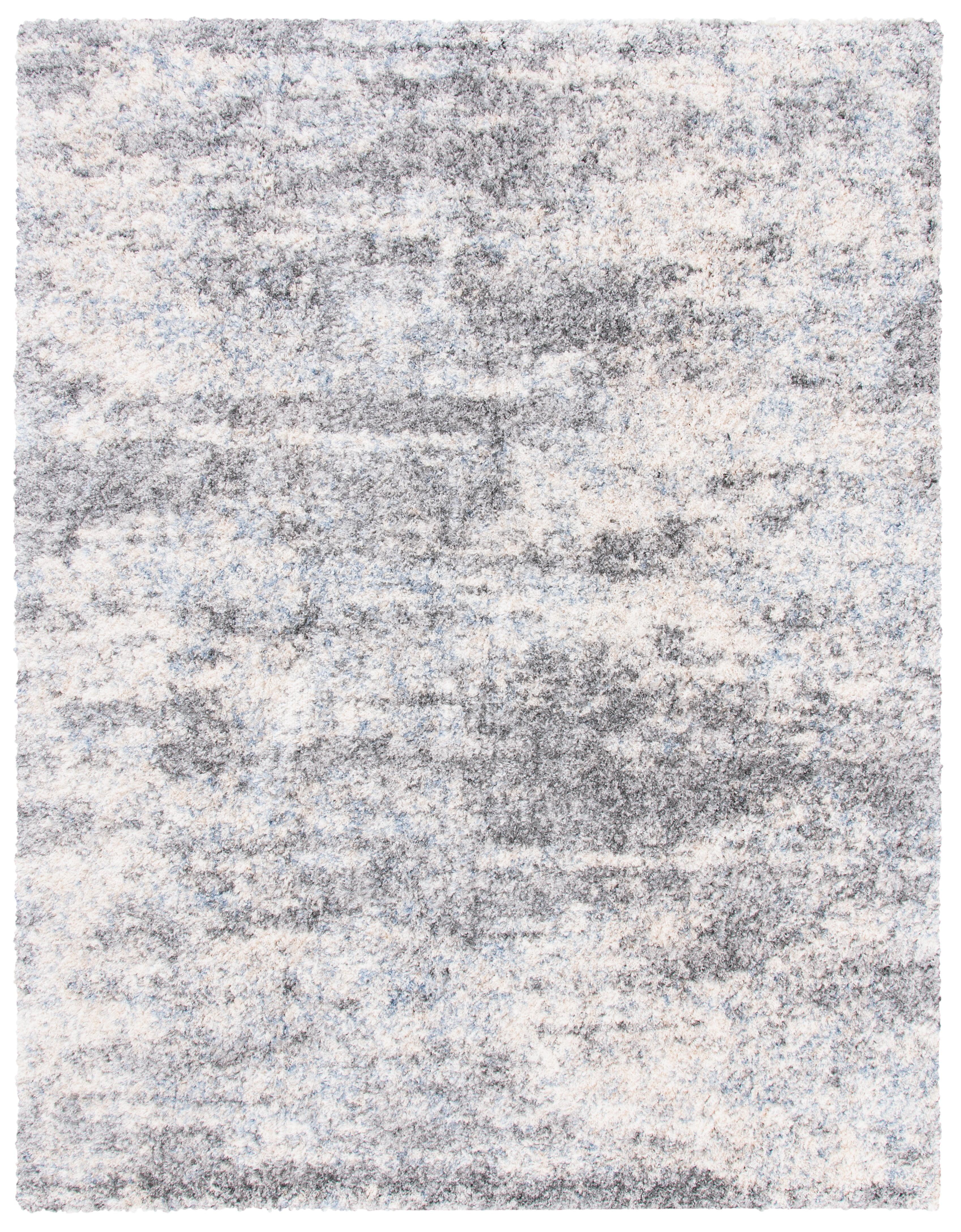 SAFAVIEH Berber Harold Abstract Plush Shag Area Rug, Grey/Cream, 10' x 14'