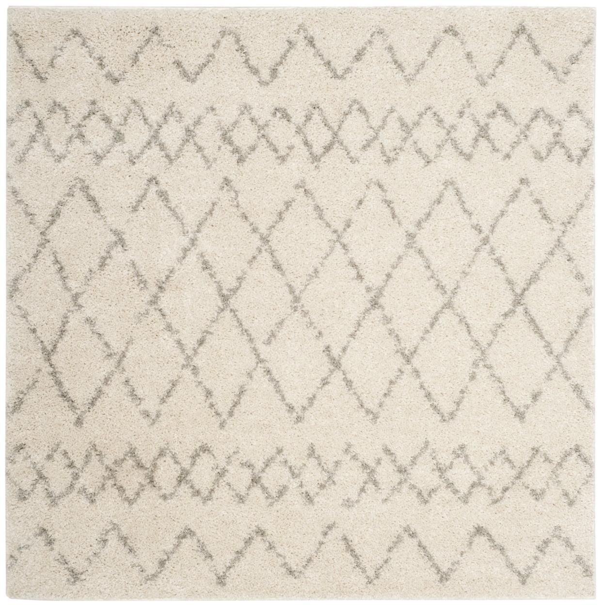 Gray 6'7" Square Synthetic Shag Area Rug