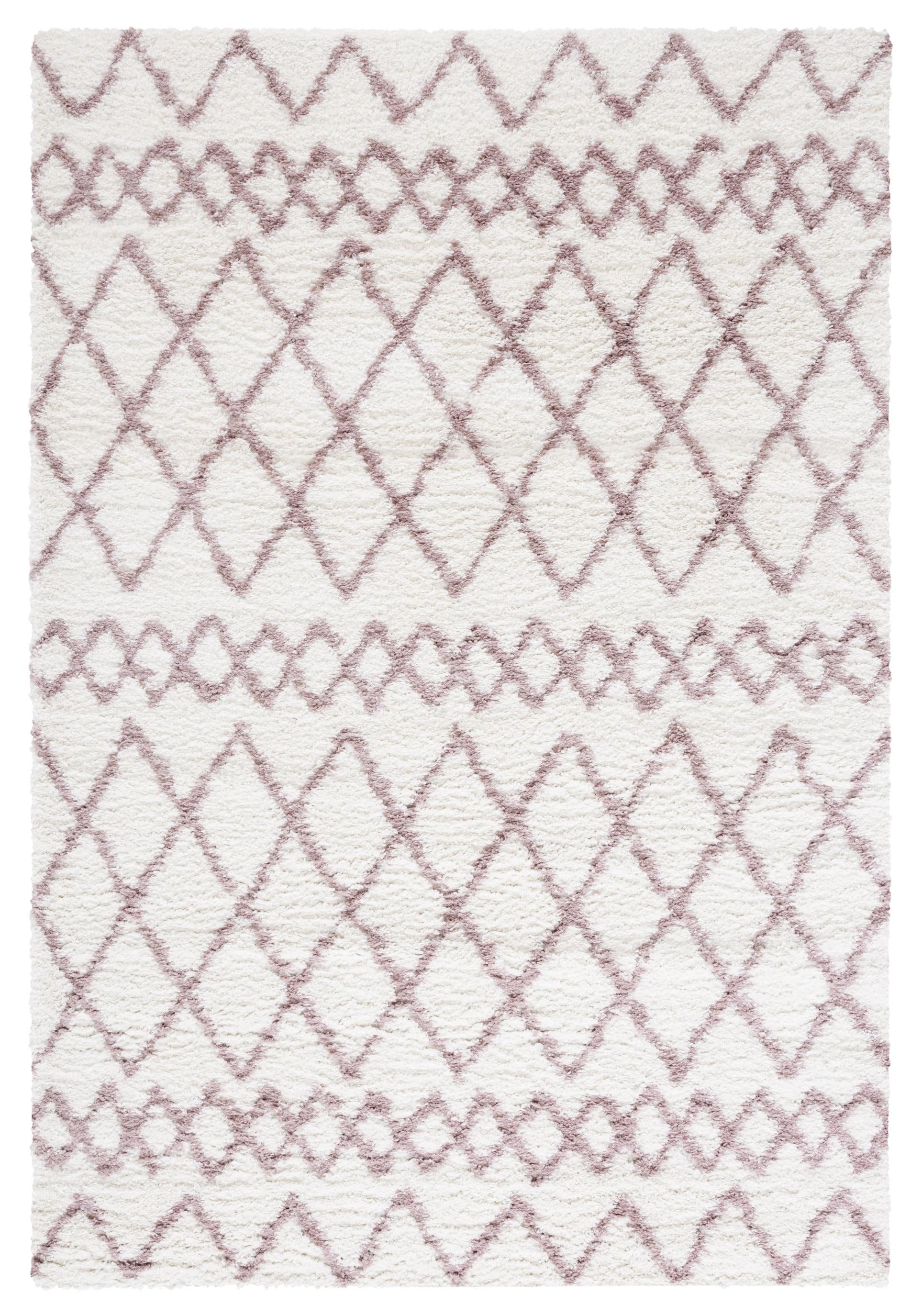 Ivory Synthetic Hand-Knotted 4'x6' Shag Area Rug