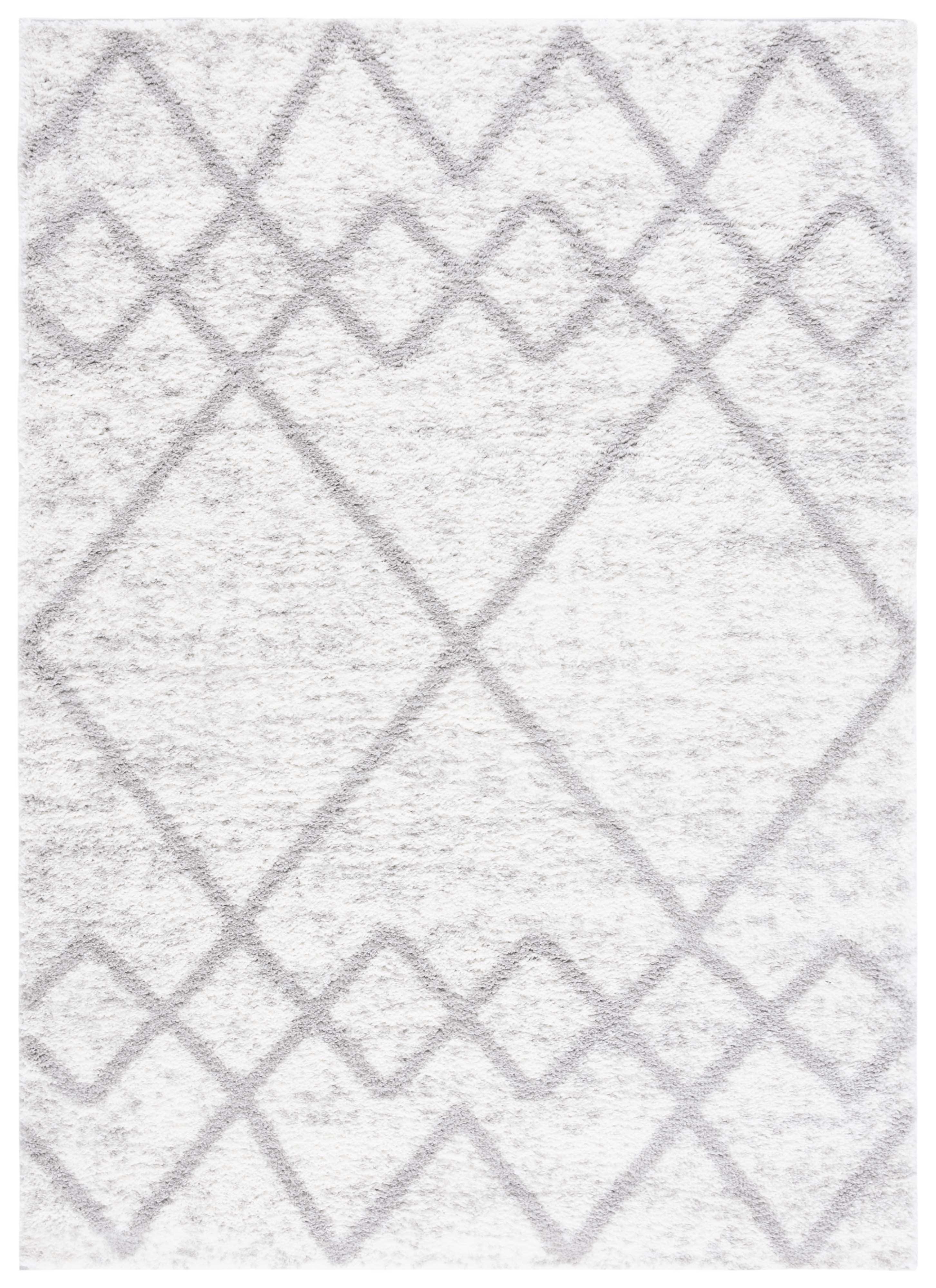 Grey and Ivory Diamond Shag 8' x 10' Area Rug